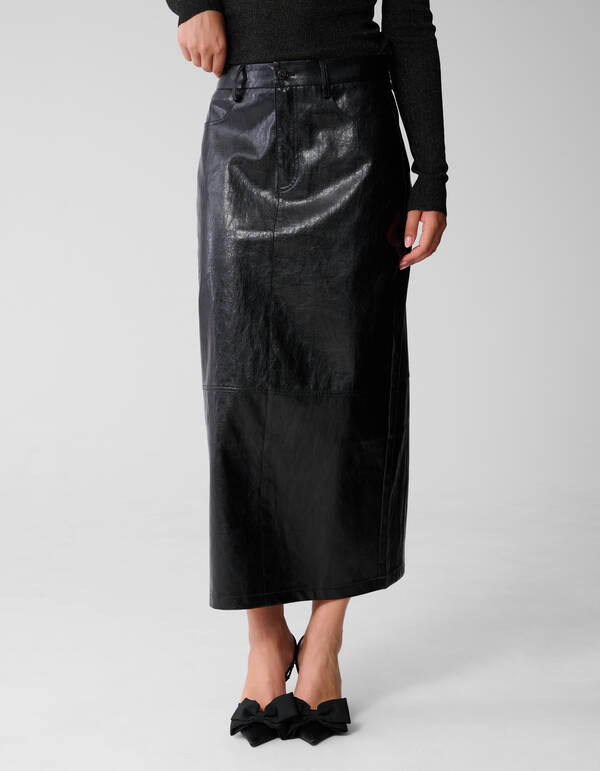 Carpenter Vegan Leren Rok Zwart SHOEBY WOMEN