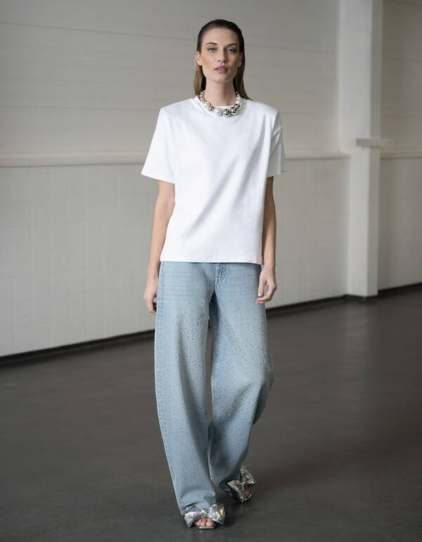 Strass Waterfall Barrel Fit Jeans Bleached SHOEBY WOMEN