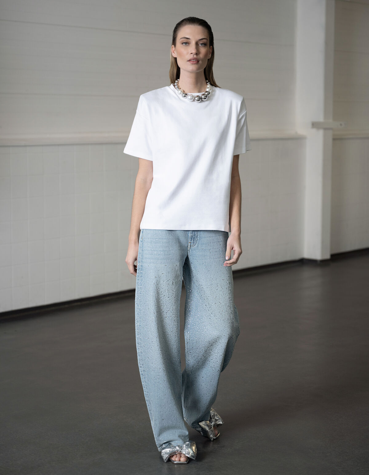 Strass Waterfall Barrel Fit Jeans Bleached SHOEBY WOMEN