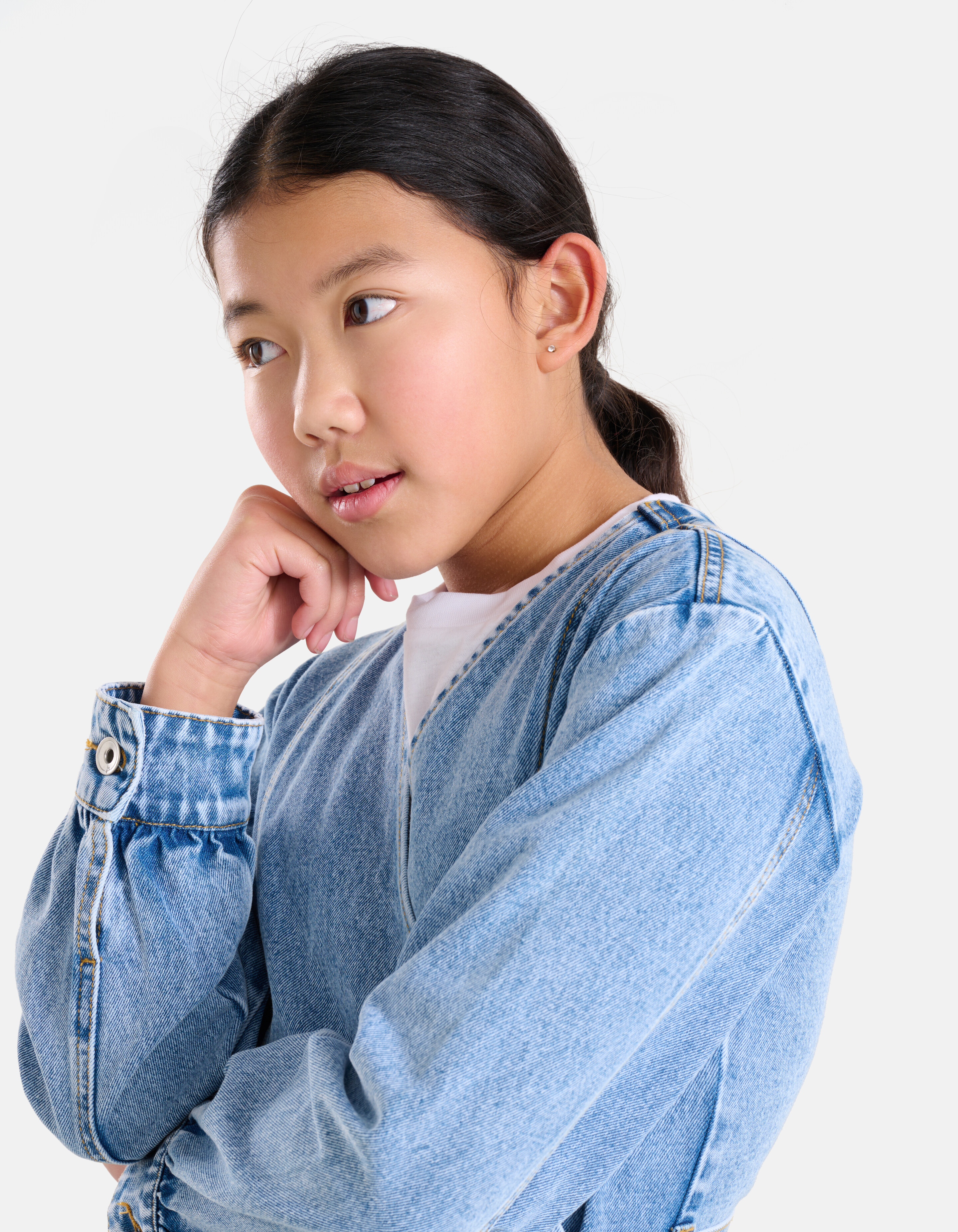 Denim Wrap Jurk Bleached SHOEBY GIRLS