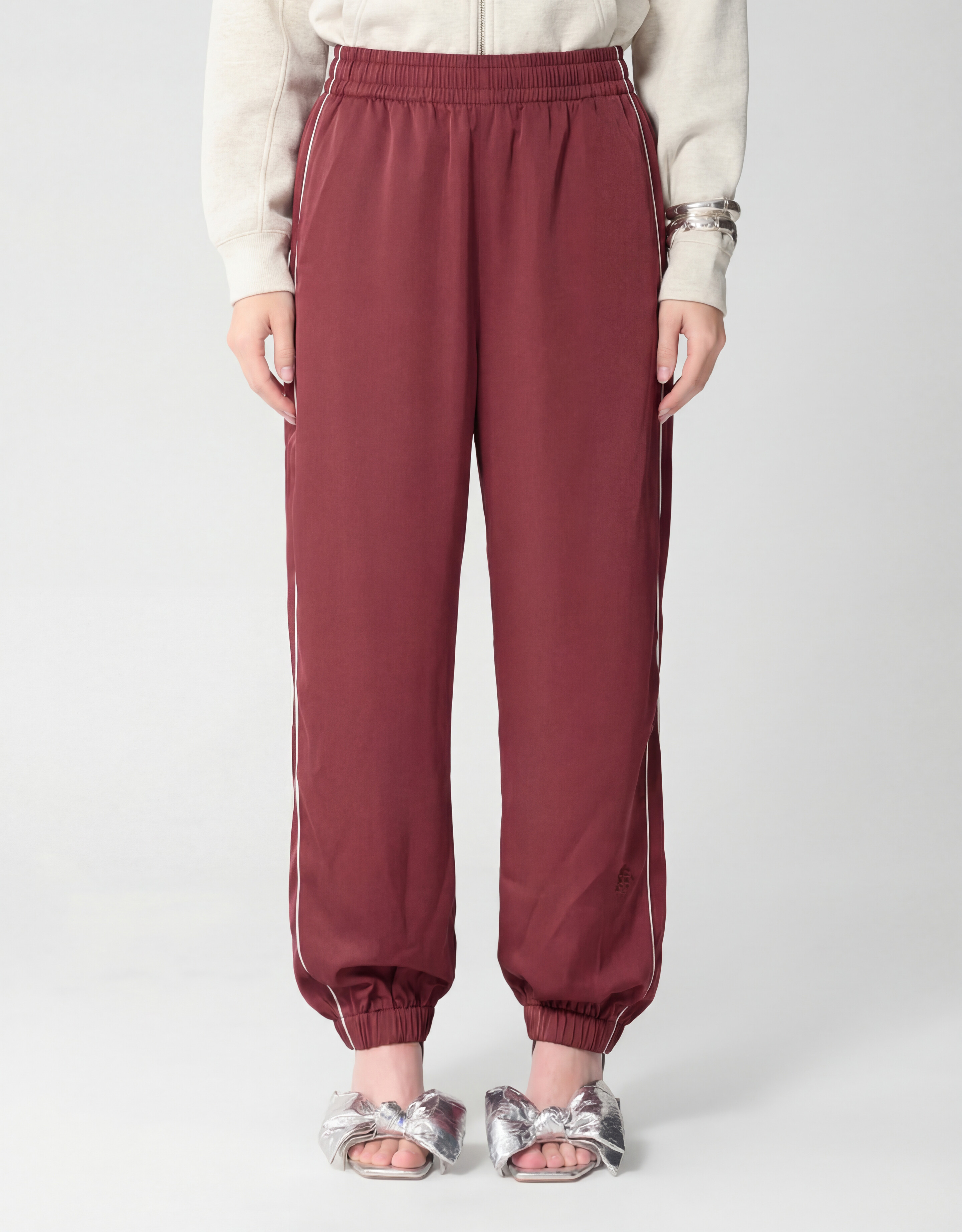 Satijnen Contrast Jogger Donkerrood SHOEBY WOMEN