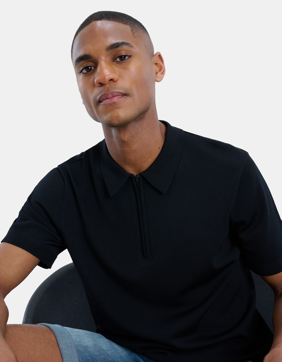 Zipper Knit Polo Shirt REFILL