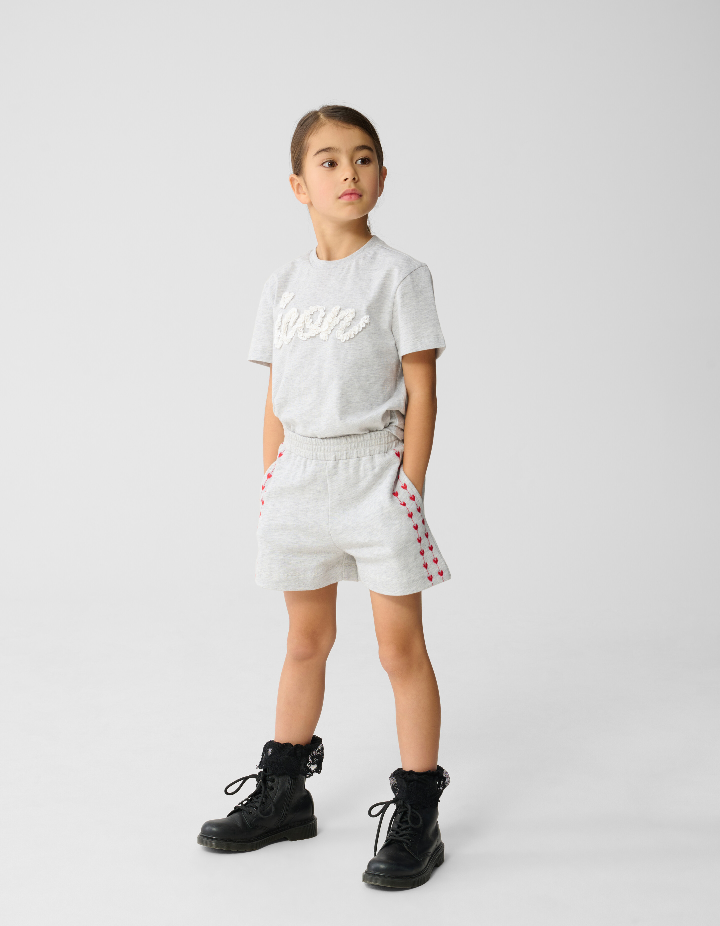 Heart Sweat Short Lichtgrijs SHOEBY GIRLS