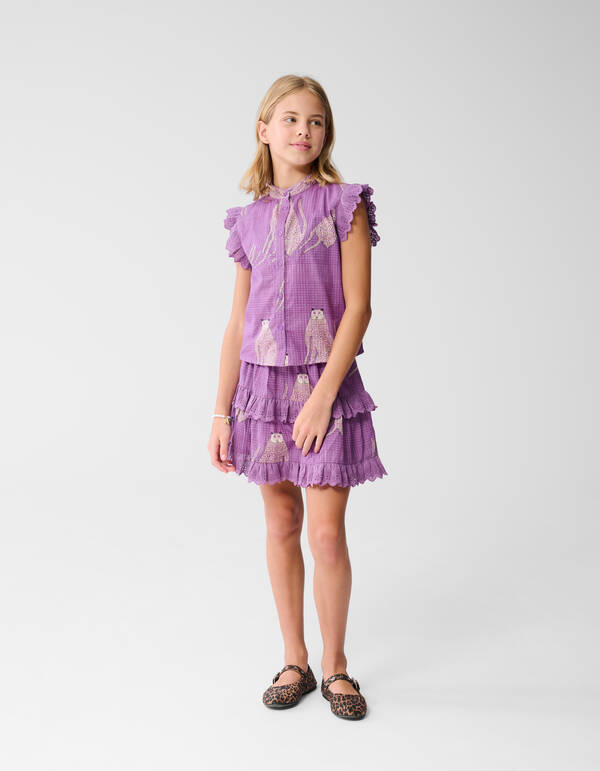 Tiger Ruffle Top Paars SHOEBY GIRLS