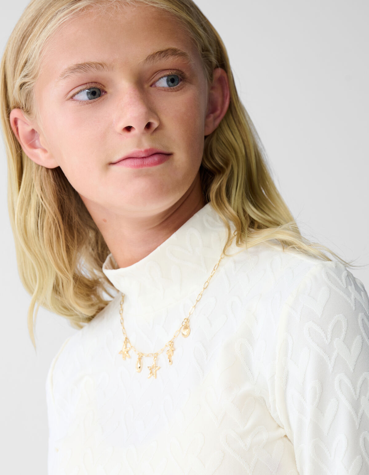 All-Over Heart Top Gebroken Wit SHOEBY GIRLS