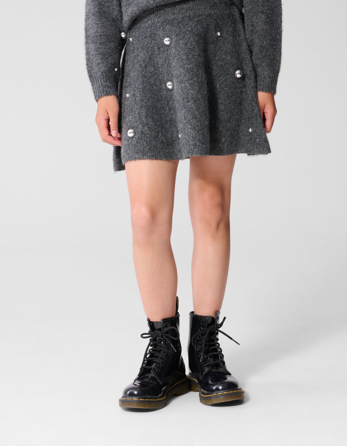 Gebreide Studded Mini Rok Grijs SHOEBY GIRLS