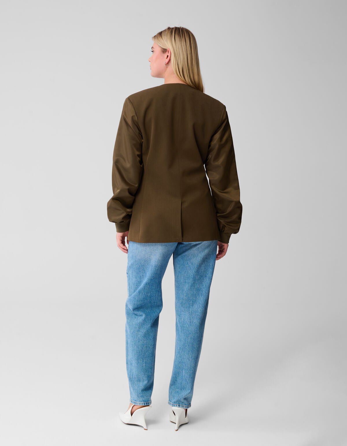 Mix Sleeve Blazer Khaki SHOEBY WOMEN
