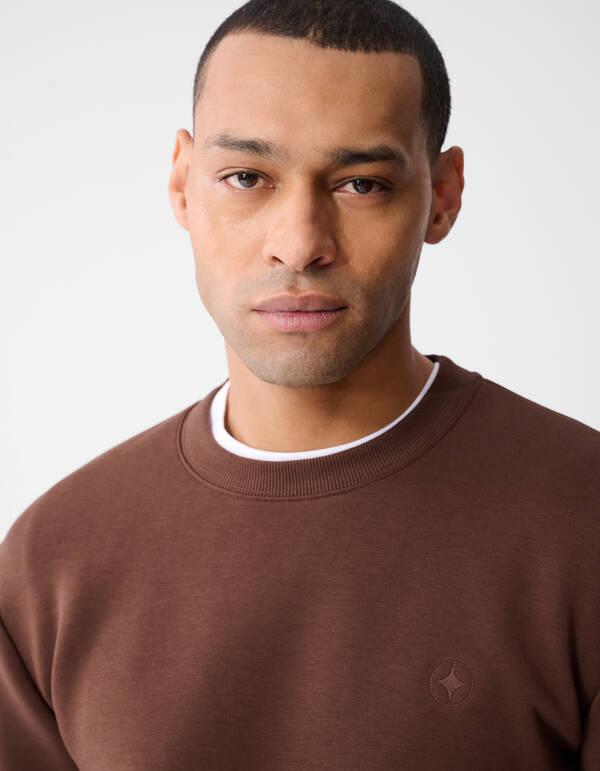 Spark Embroidery Sweater Donkerbruin SHOEBY MEN