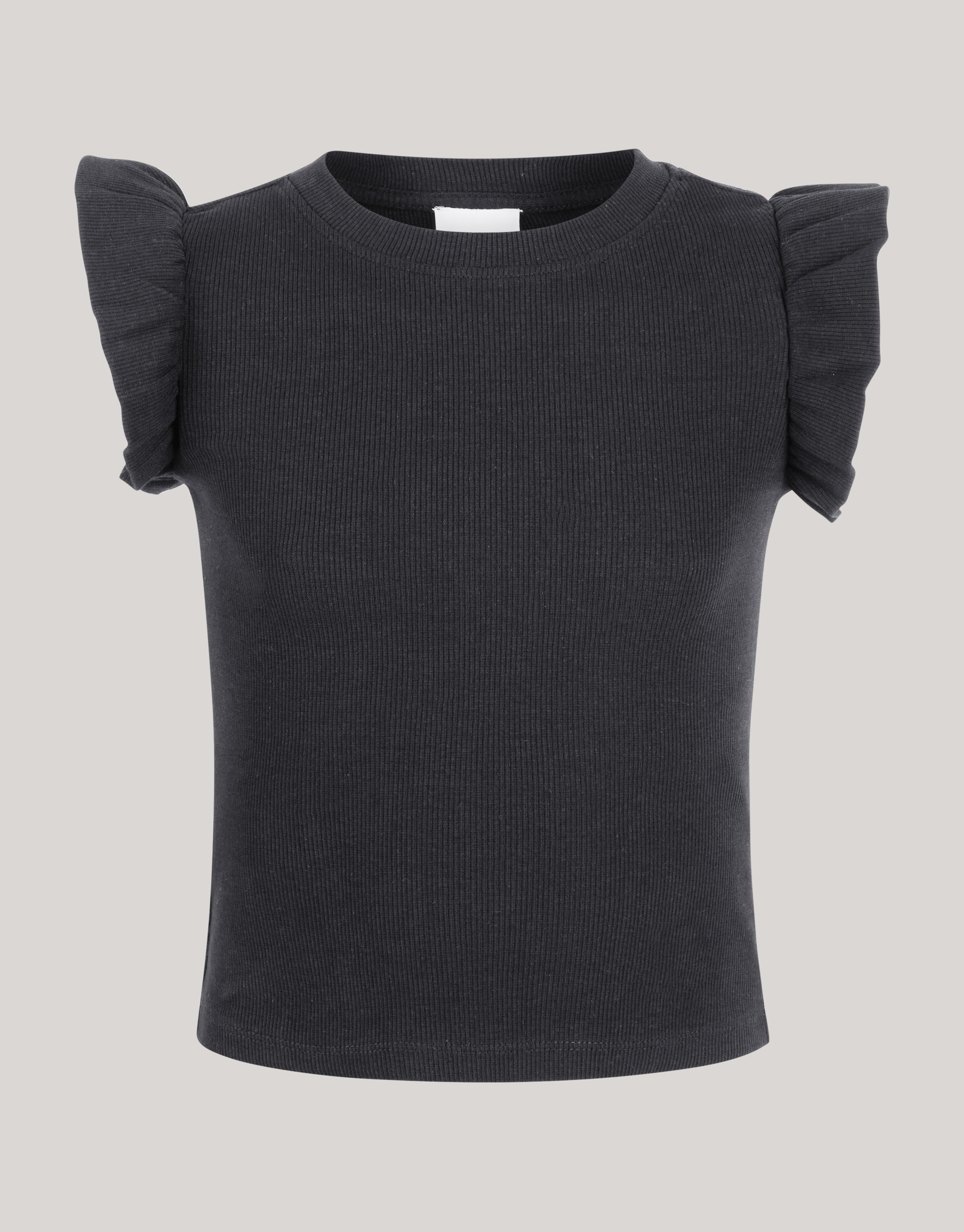 Ruffle Rib Top Zwart SHOEBY GIRLS