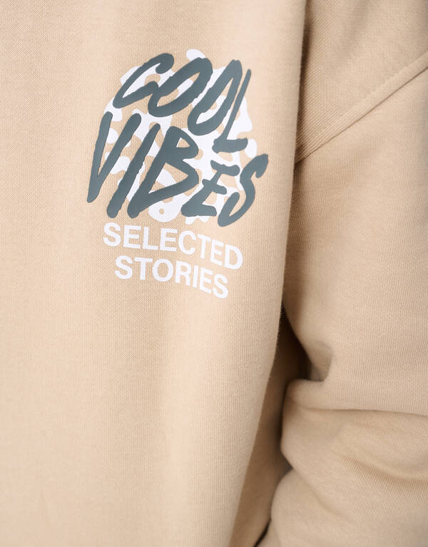 Cool Vibes Artwork Hoodie Beige SHOEBY BOYS
