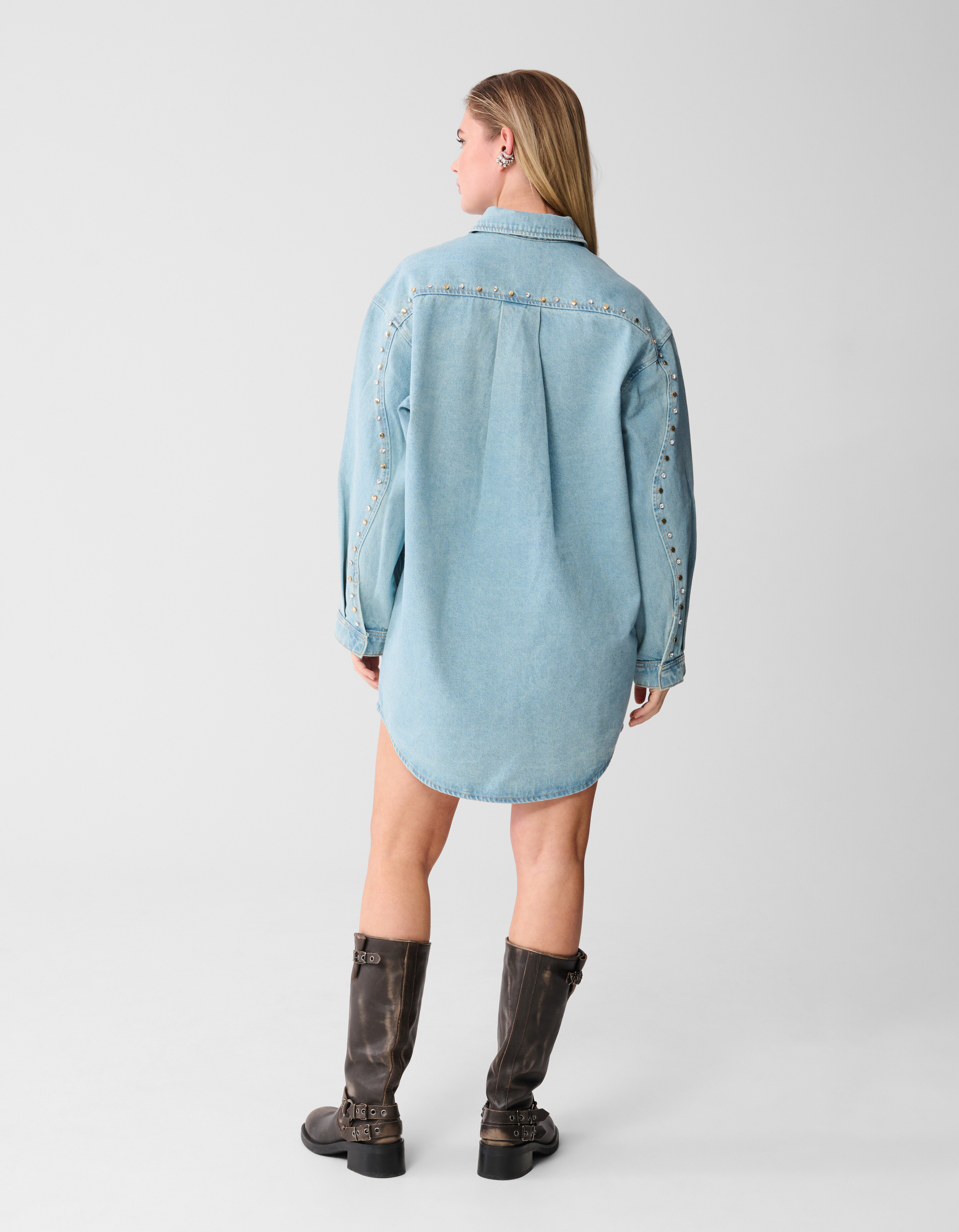 Strass Denim Mini Jurk Bleached SHOEBY WOMEN