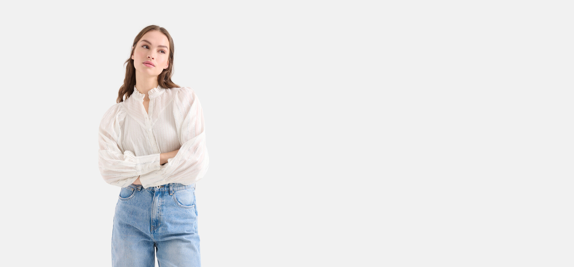 Lurex Voile Blouse Wit SHOEBY WOMEN