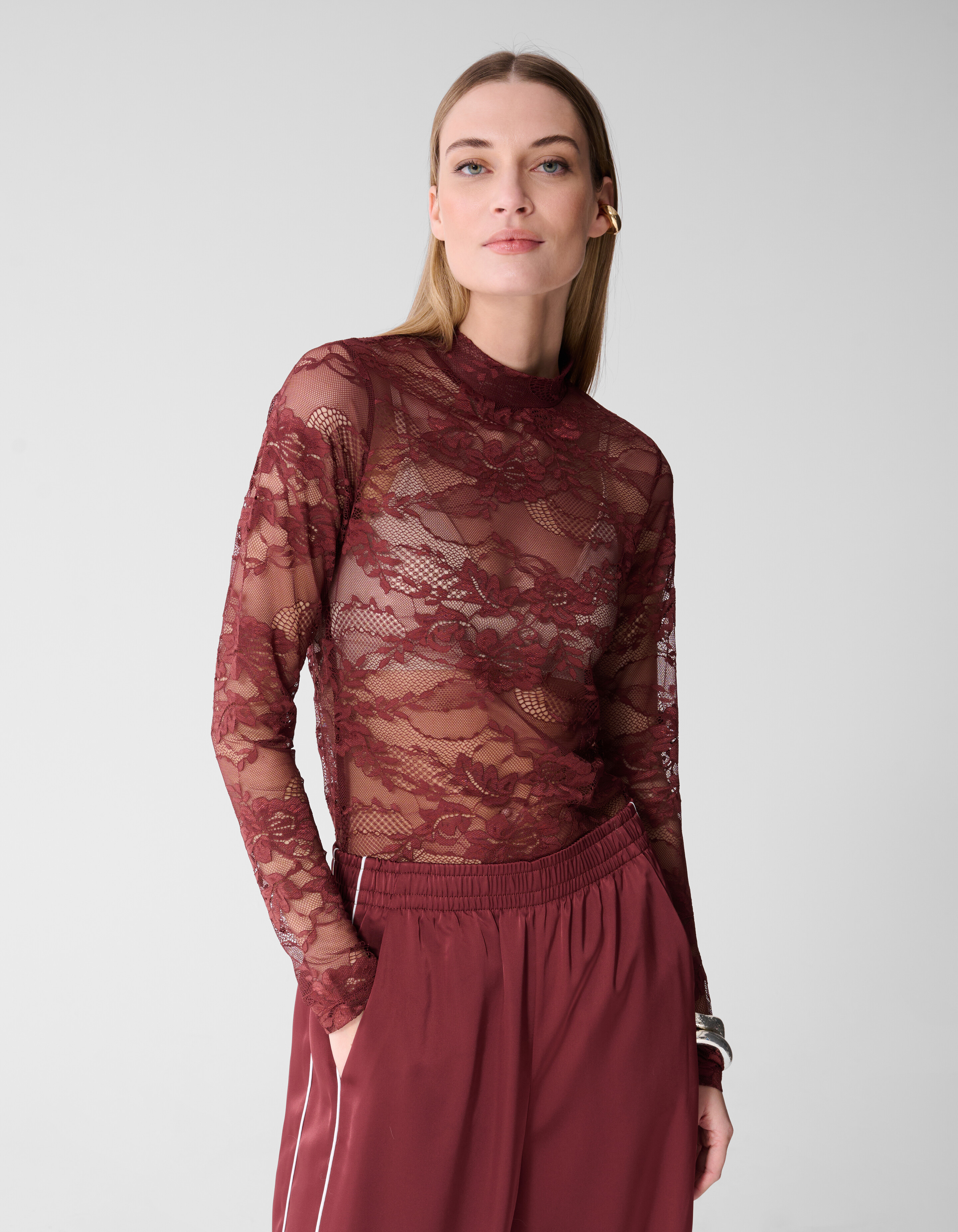 Flower Kanten Top Donkerrood SHOEBY WOMEN