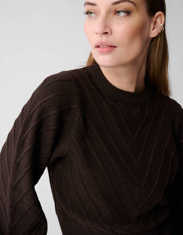 Glitter Gebreide Trui Donkerbruin SHOEBY WOMEN