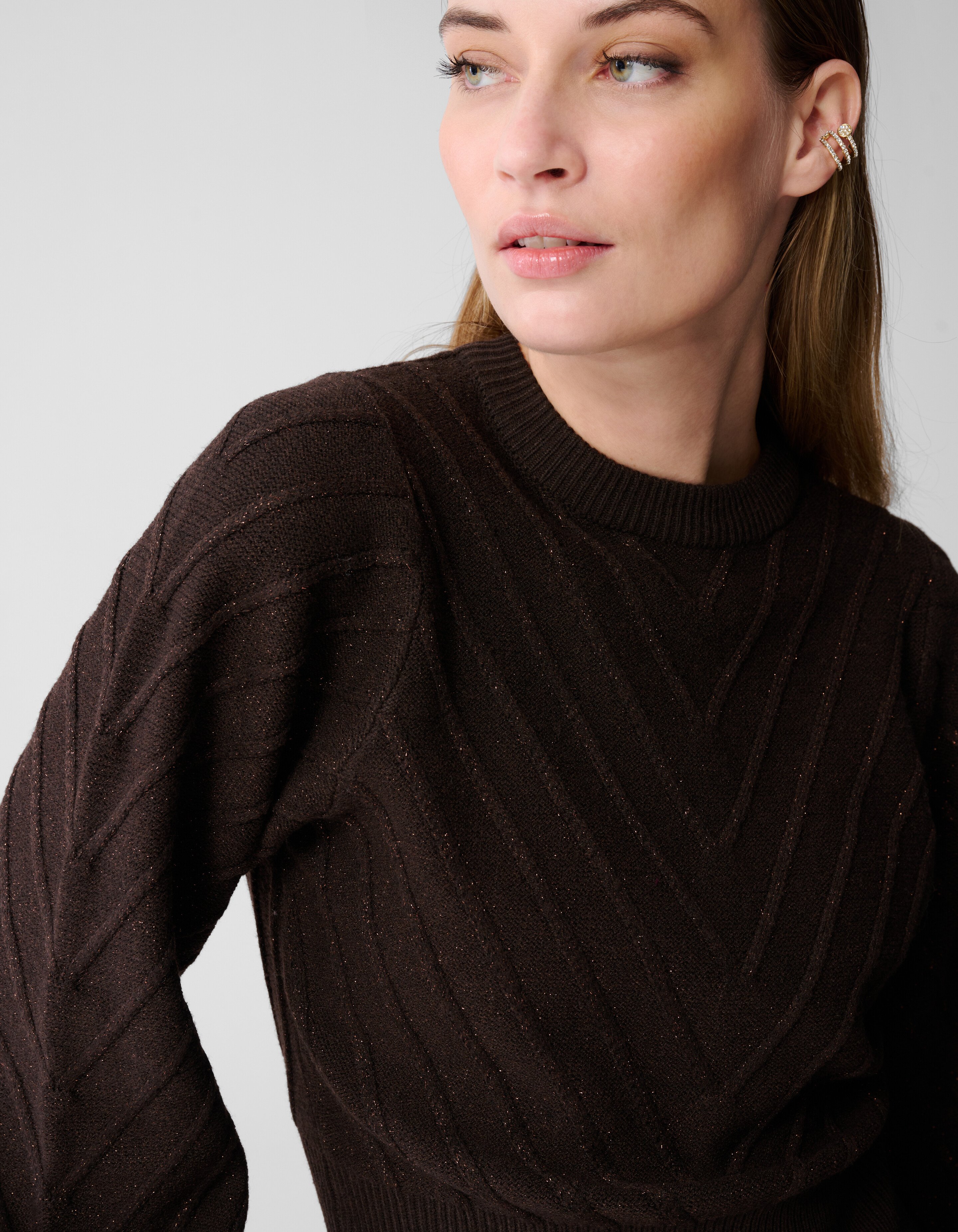 Glitter Gebreide Trui Donkerbruin SHOEBY WOMEN