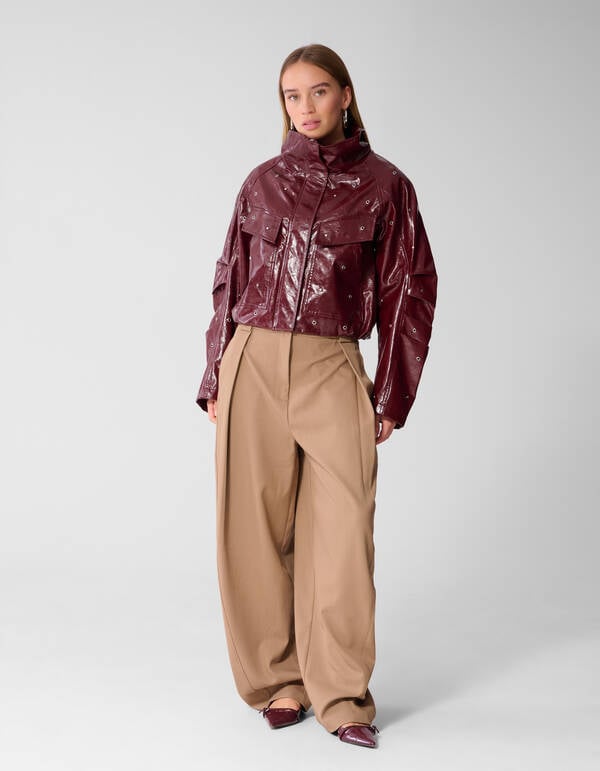 Woven Detailed Broek Bruin SHOEBY WOMEN