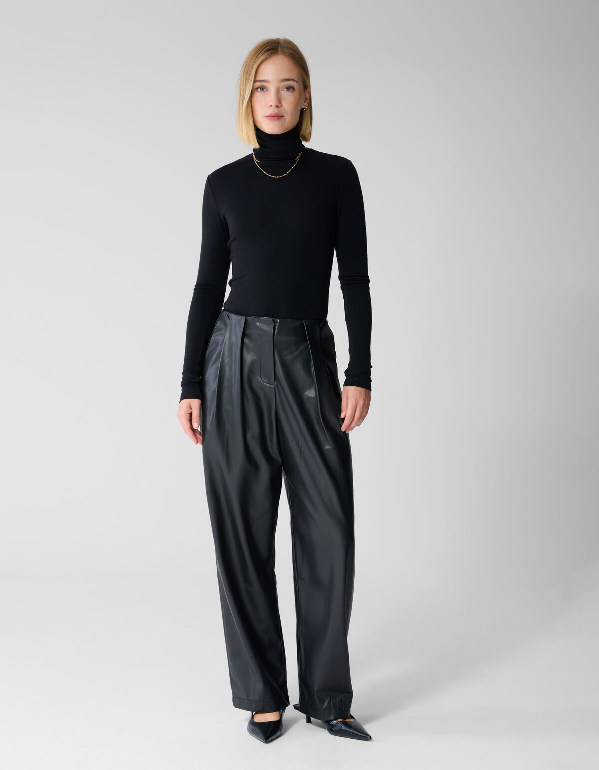 Vegan Leren Barrel Fit Broek Zwart By Lonneke SHOEBY WOMEN