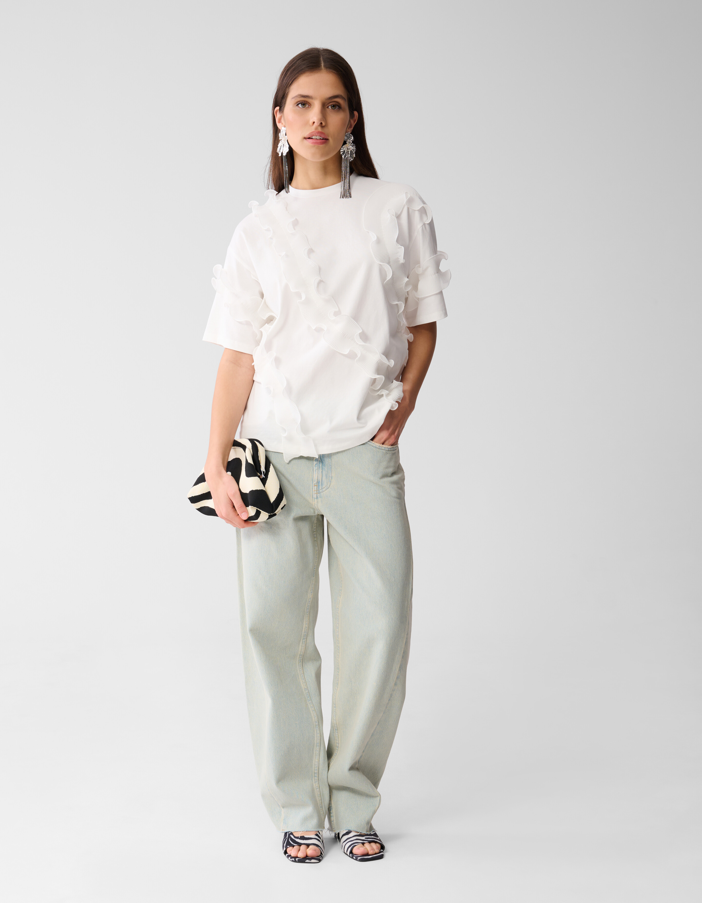 Ruffle T-shirt Wit SHOEBY WOMEN