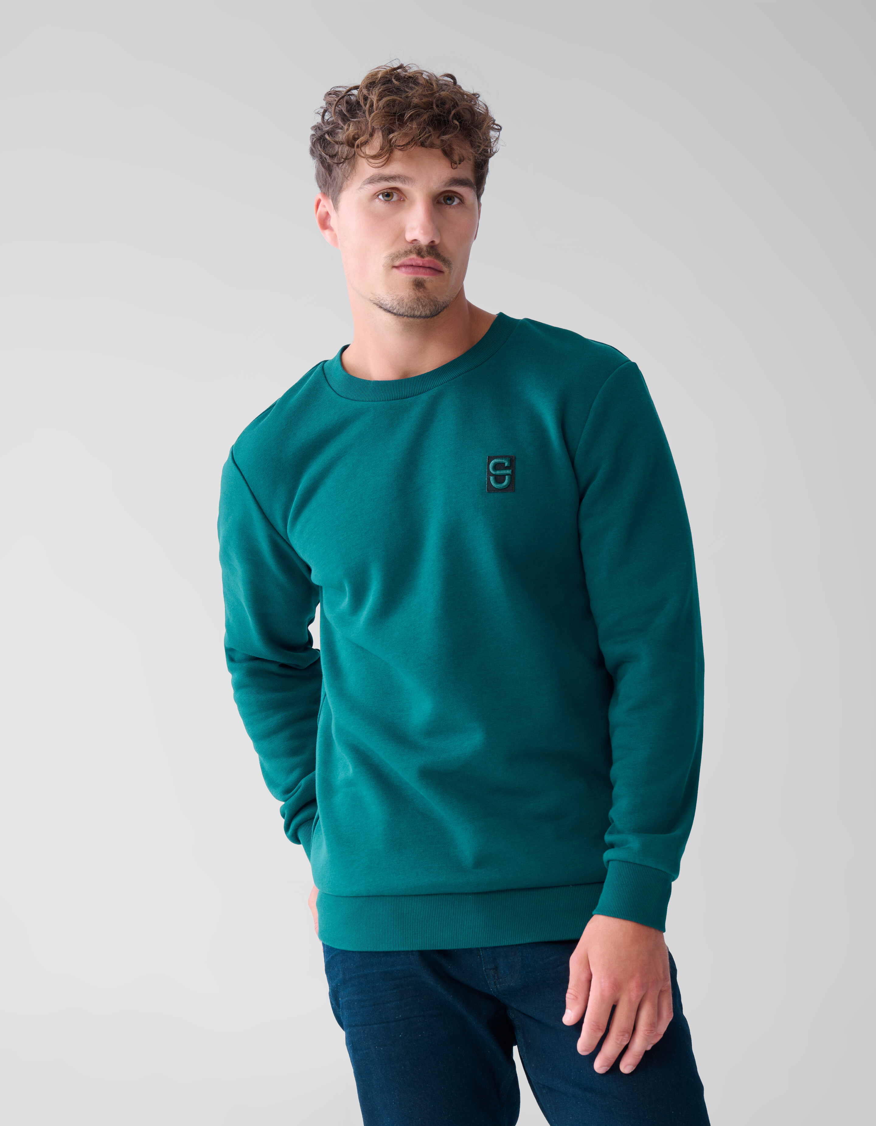 Badge Sweater Donkergroen SHOEBY MEN