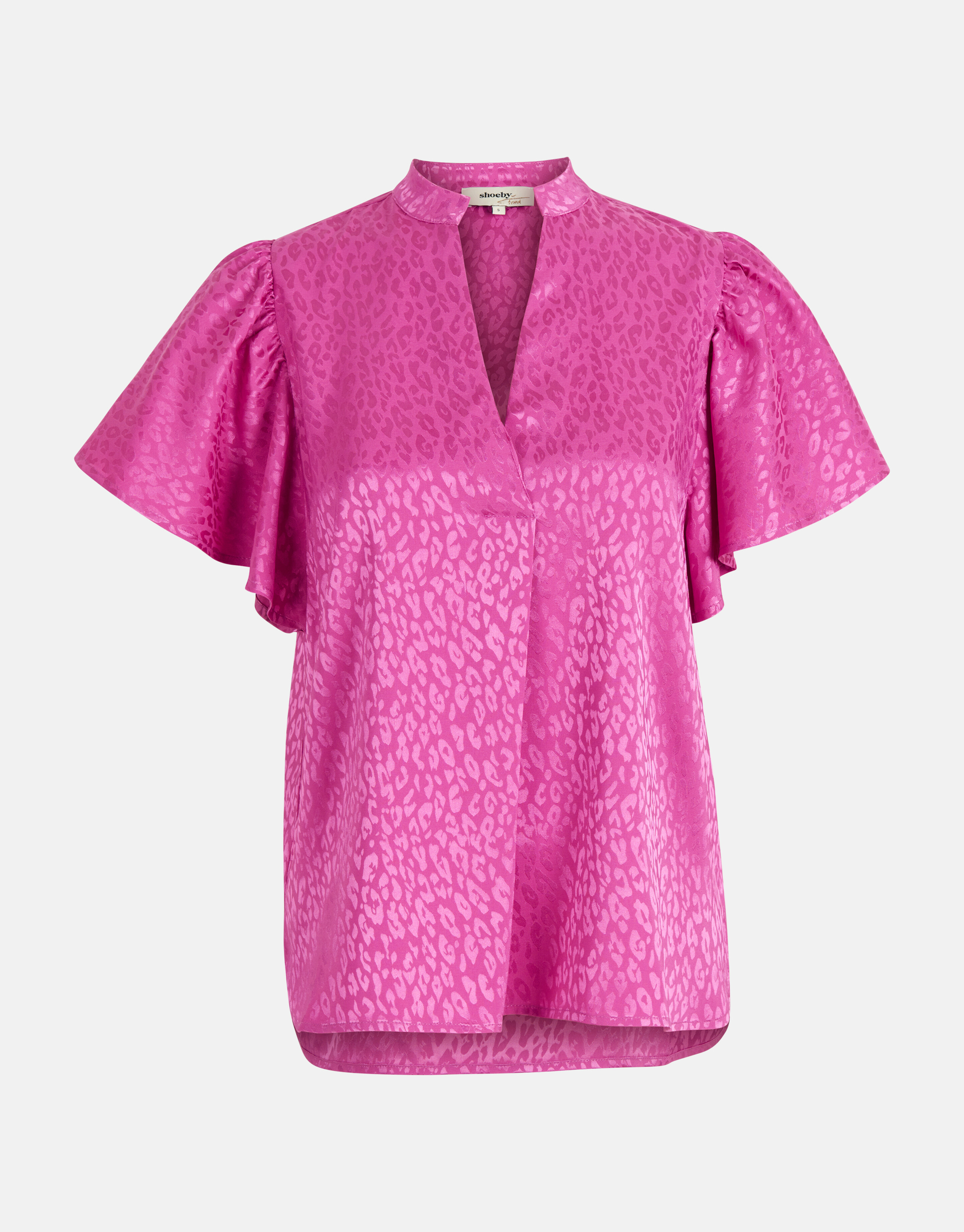 Jacquard Ruffle Blouse Roze SHOEBY WOMEN