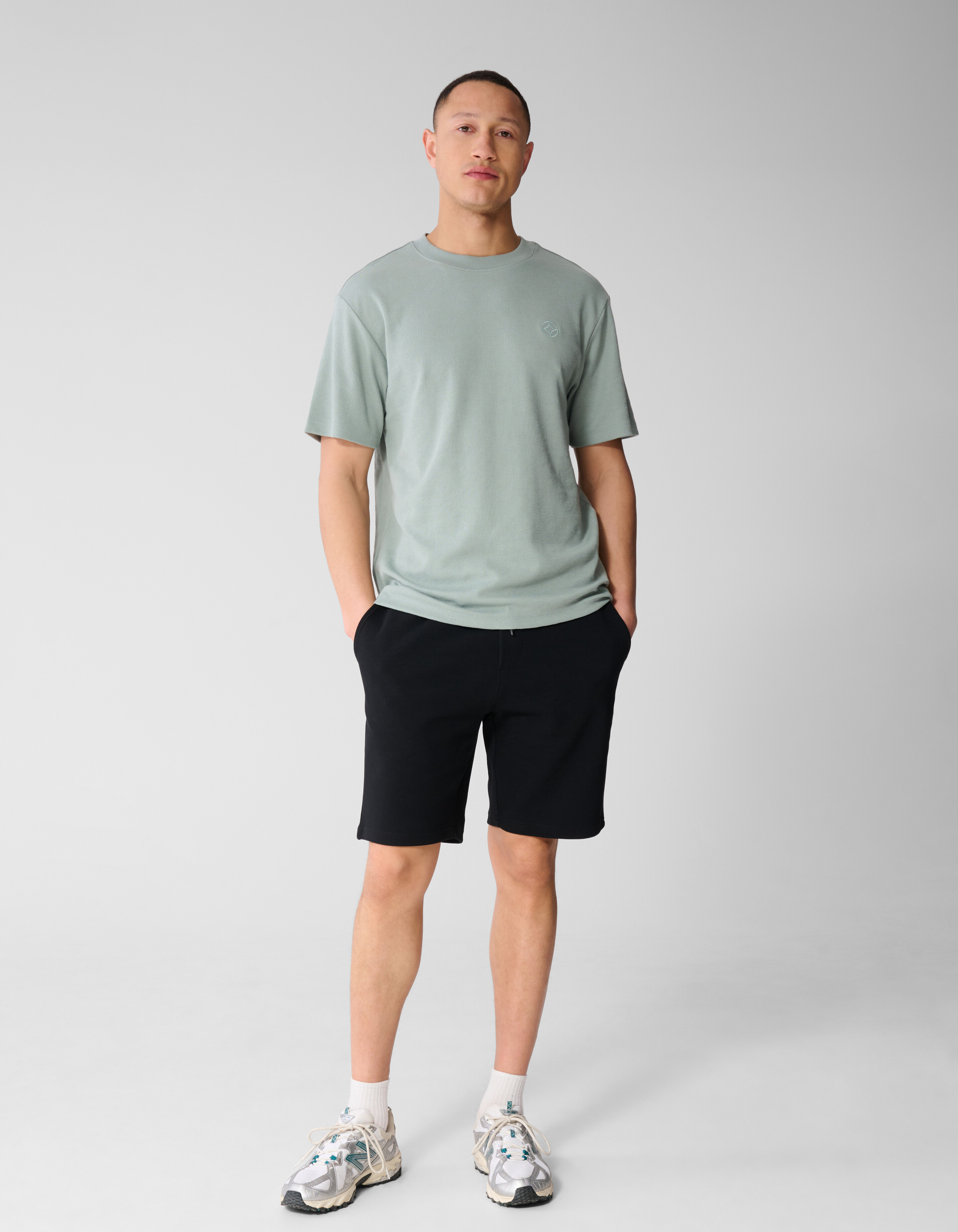 All Over Structuur T-shirt Lichtgroen SHOEBY MEN