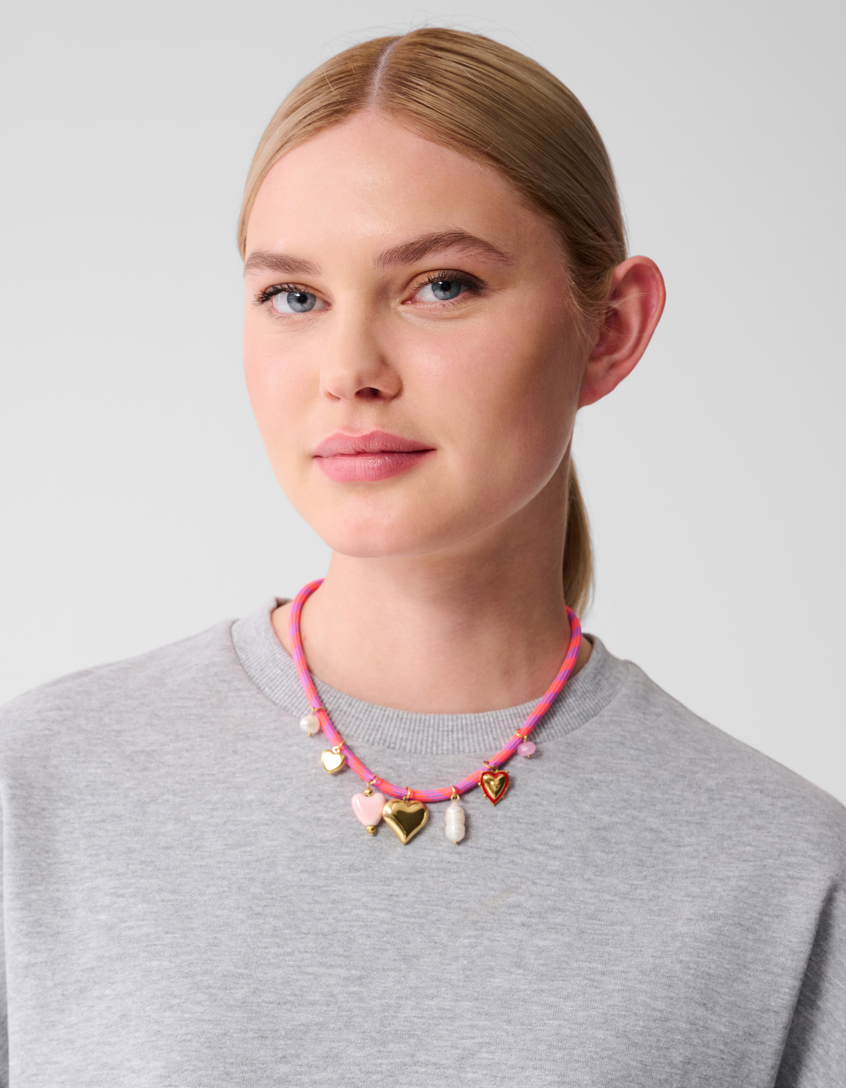 Heart Bedel Ketting Roze SHOEBY ACCESSOIRES