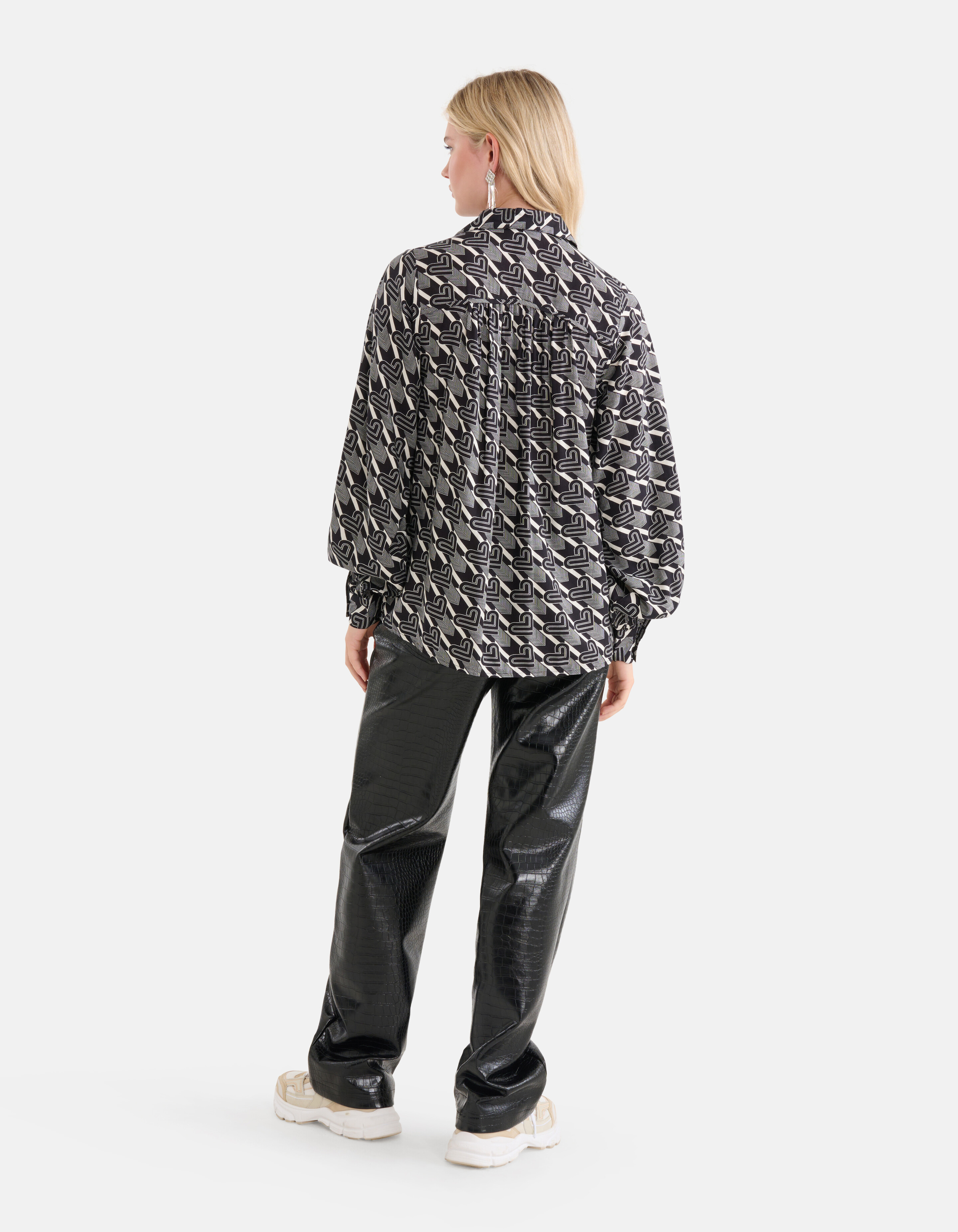 Embroidery Blouse Zwart/Wit SHOEBY WOMEN