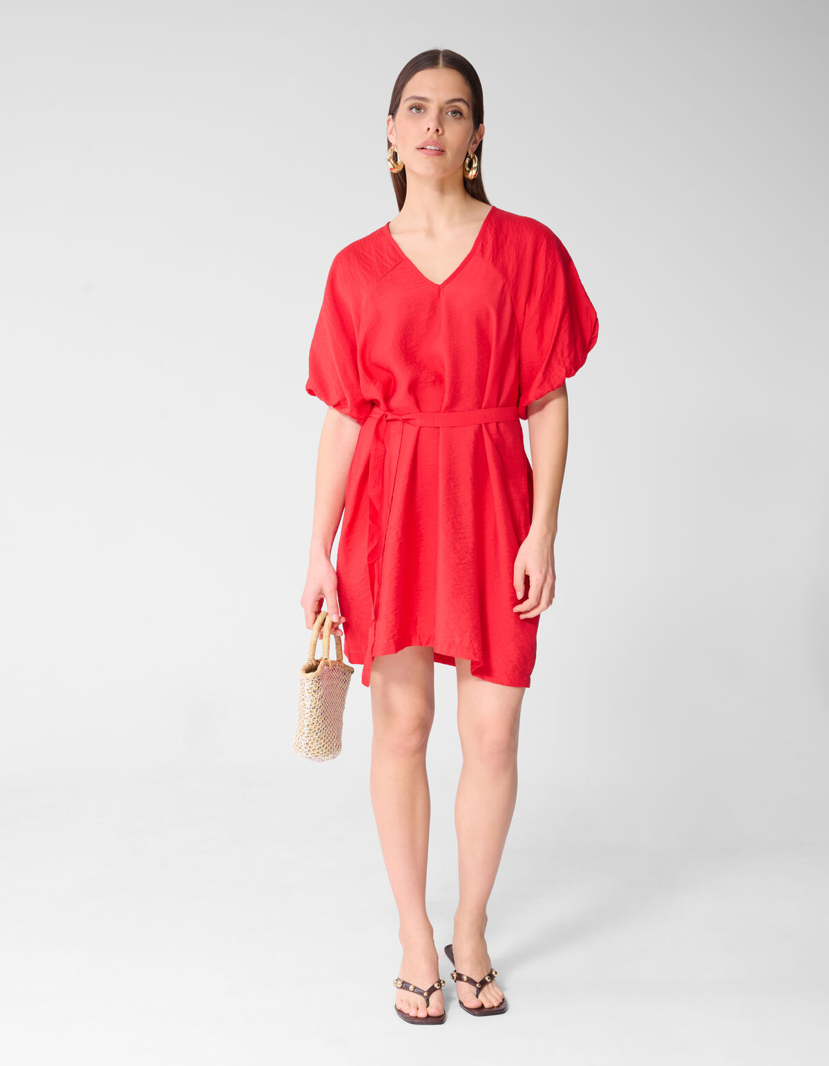 V-hals Mini Jurk Rood SHOEBY WOMEN