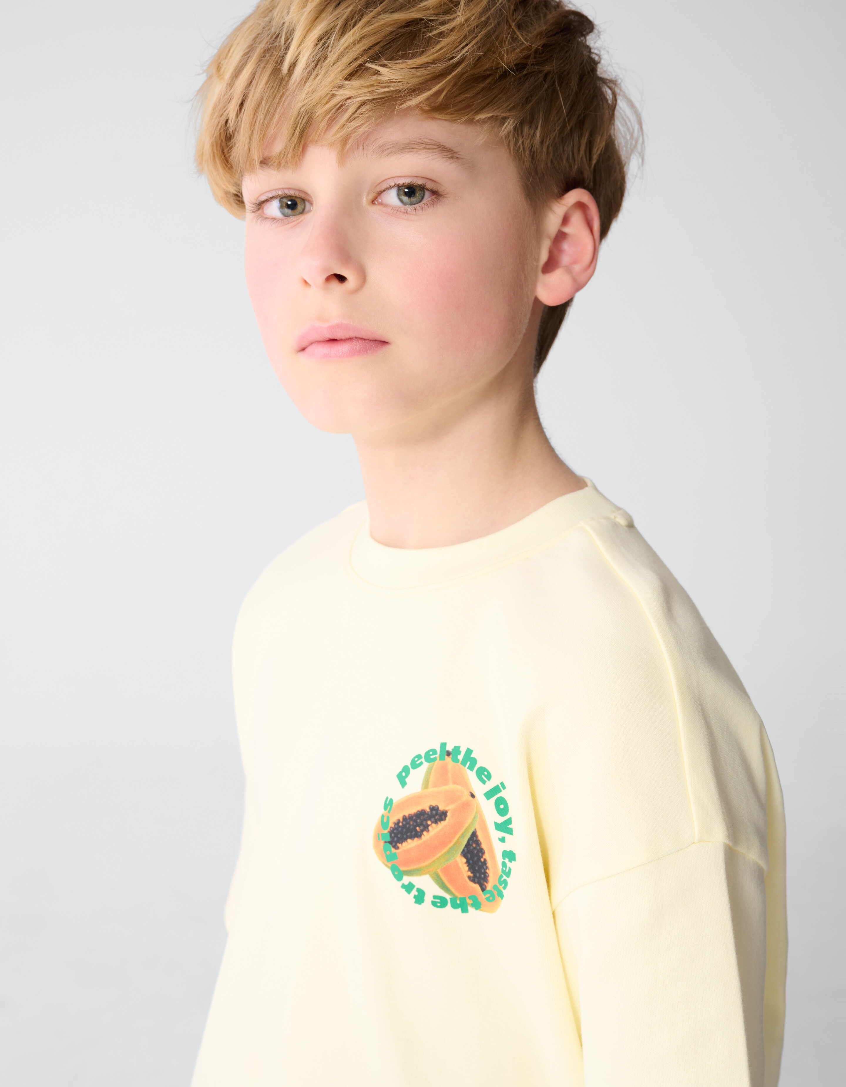 Papaya Artwork T-shirt Lichtgeel SHOEBY BOYS