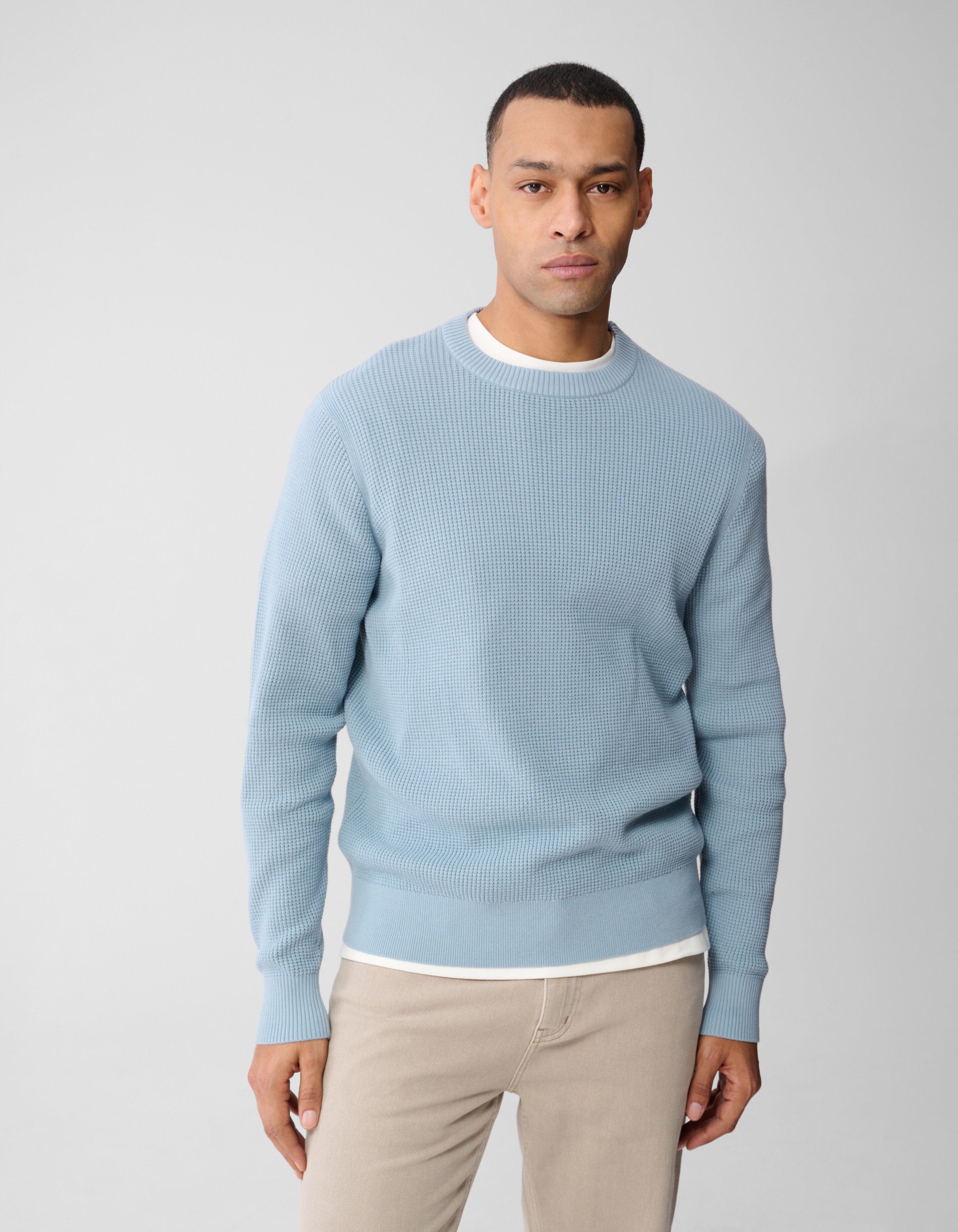 Gebreide Waffle Trui Lichtblauw SHOEBY MEN