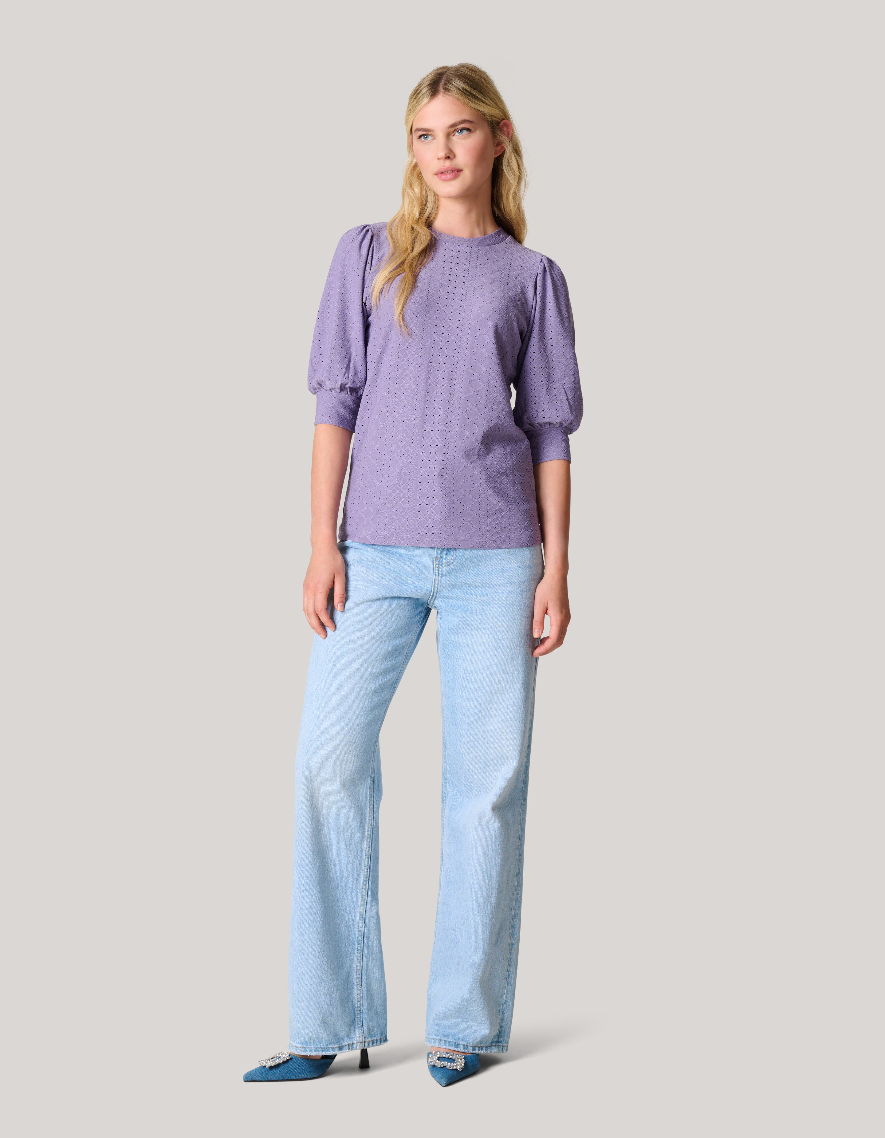Embroidery Top Paars SHOEBY WOMEN