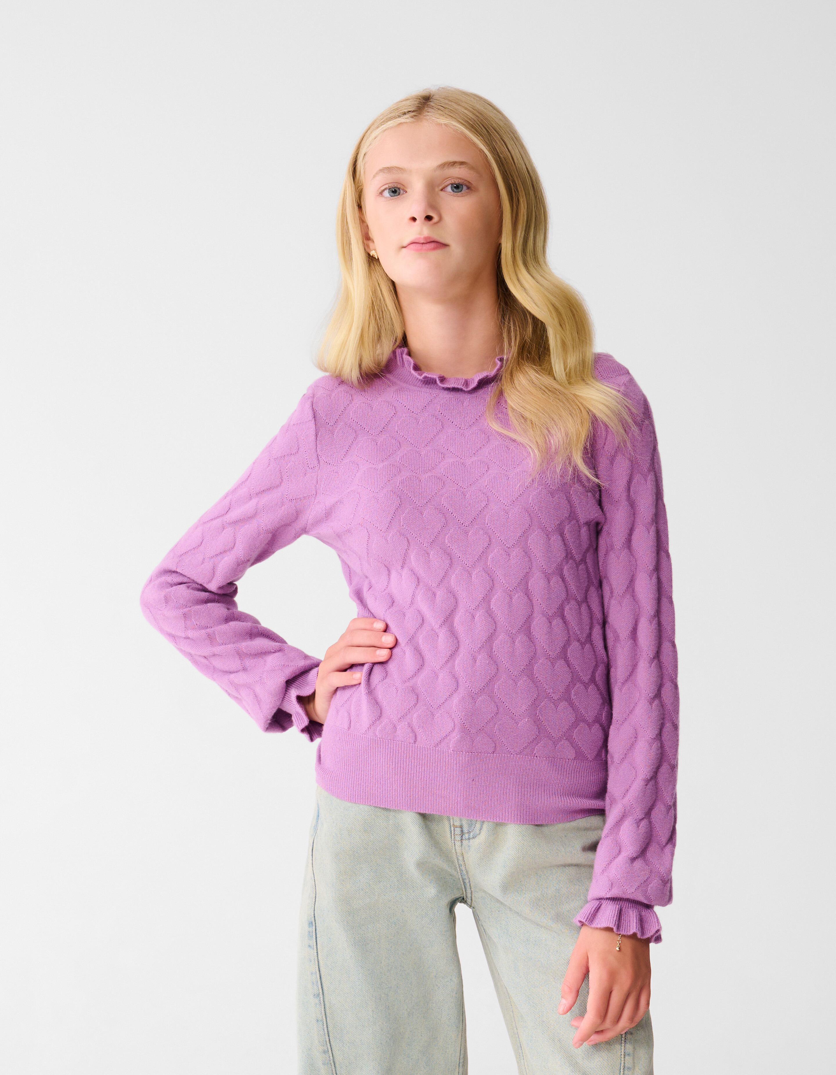 Heart Knit Top Paars SHOEBY GIRLS