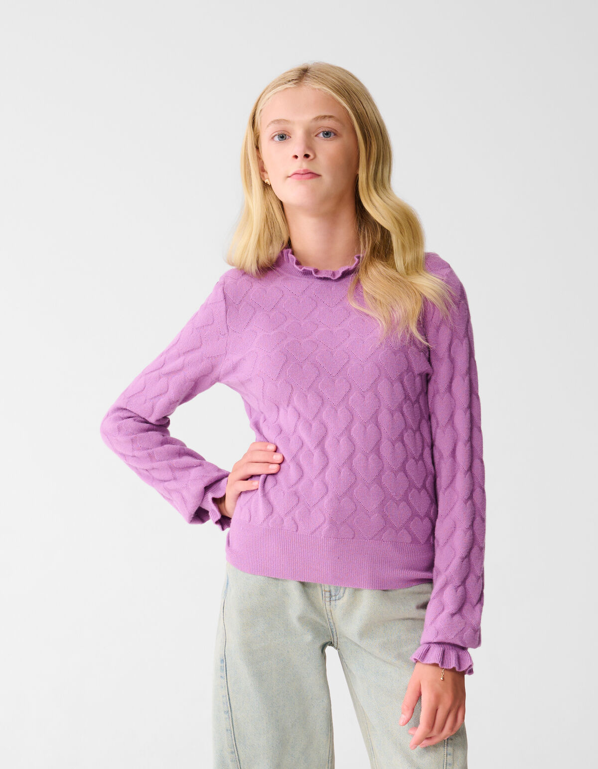 Heart Knit Top Paars SHOEBY GIRLS
