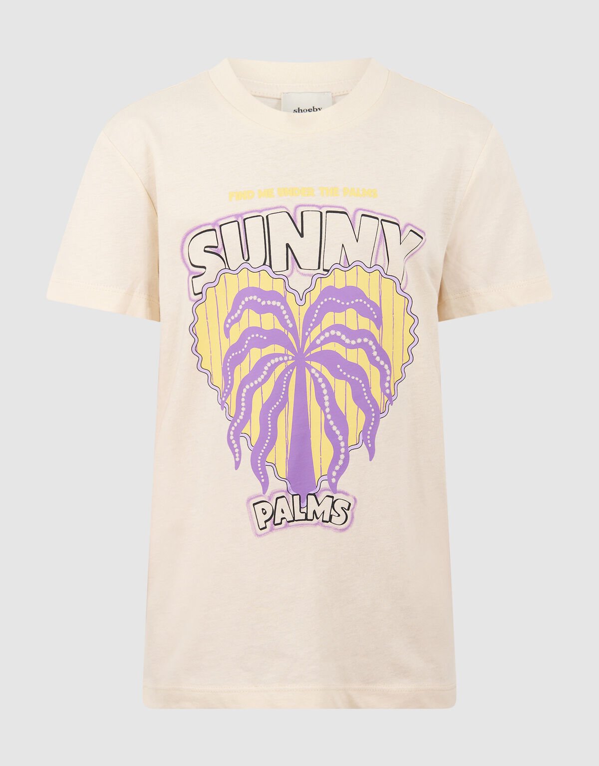 Sunny Palms Artwork T-shirt Gebroken Wit SHOEBY GIRLS