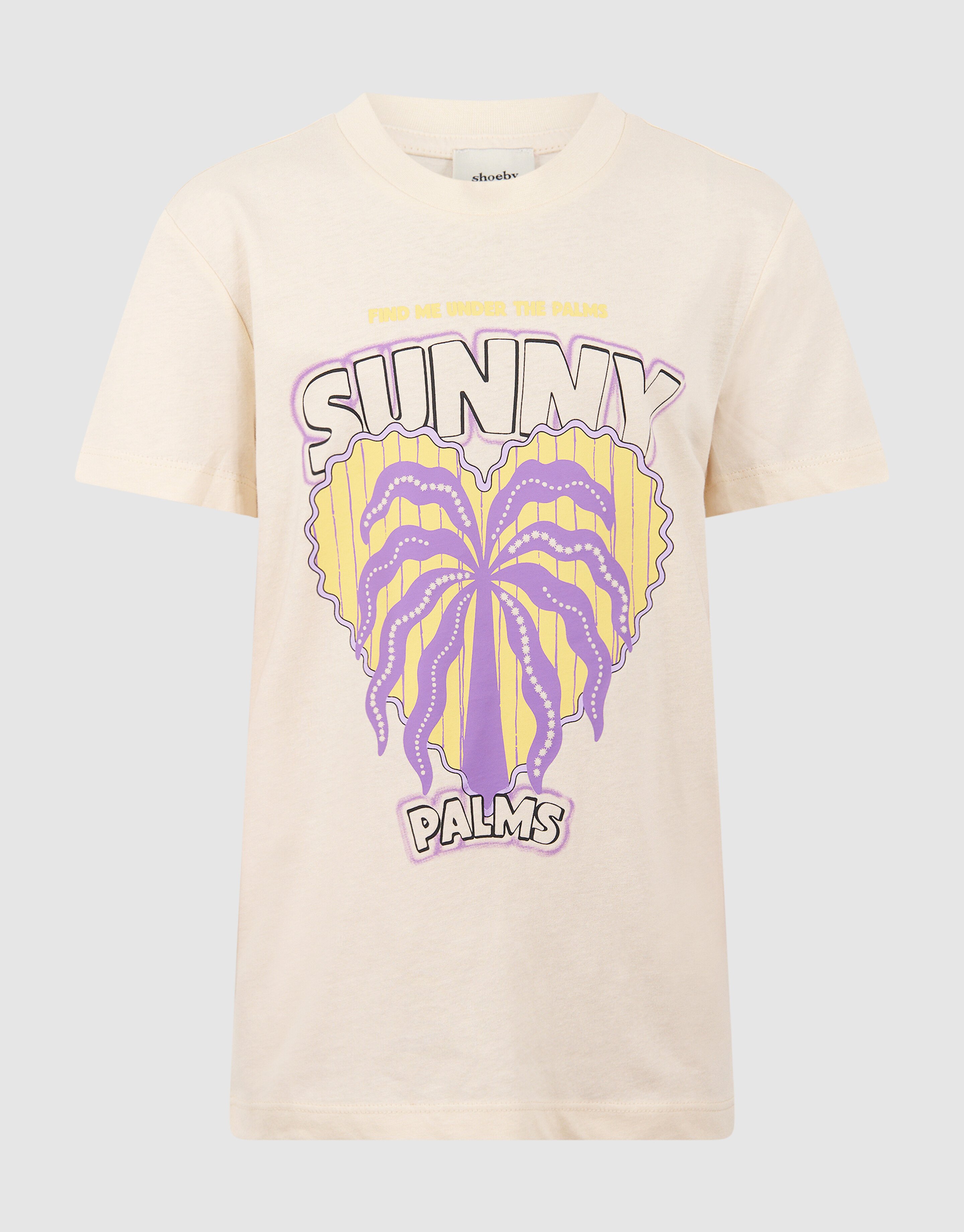 Sunny Palms Artwork T-shirt Gebroken Wit SHOEBY GIRLS