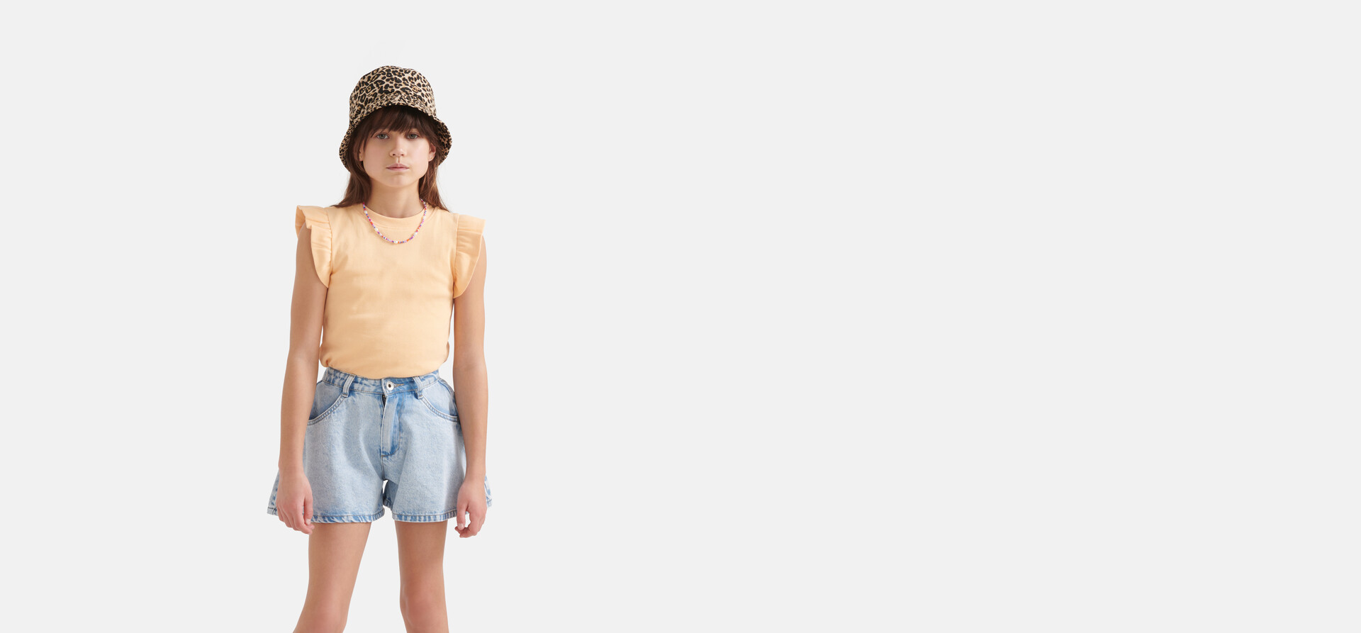 Ruffle Rib Top Oranje SHOEBY GIRLS
