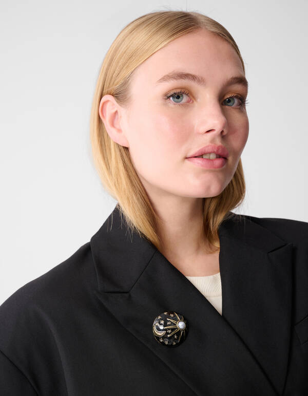 Maan/Ster Broche Zwart SHOEBY ACCESSOIRES