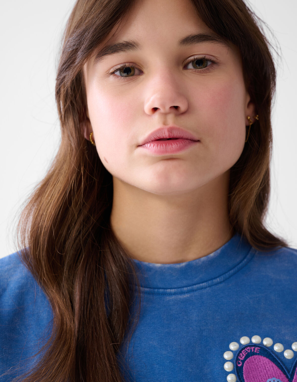 Heart Washed Sweater Blauw SHOEBY GIRLS