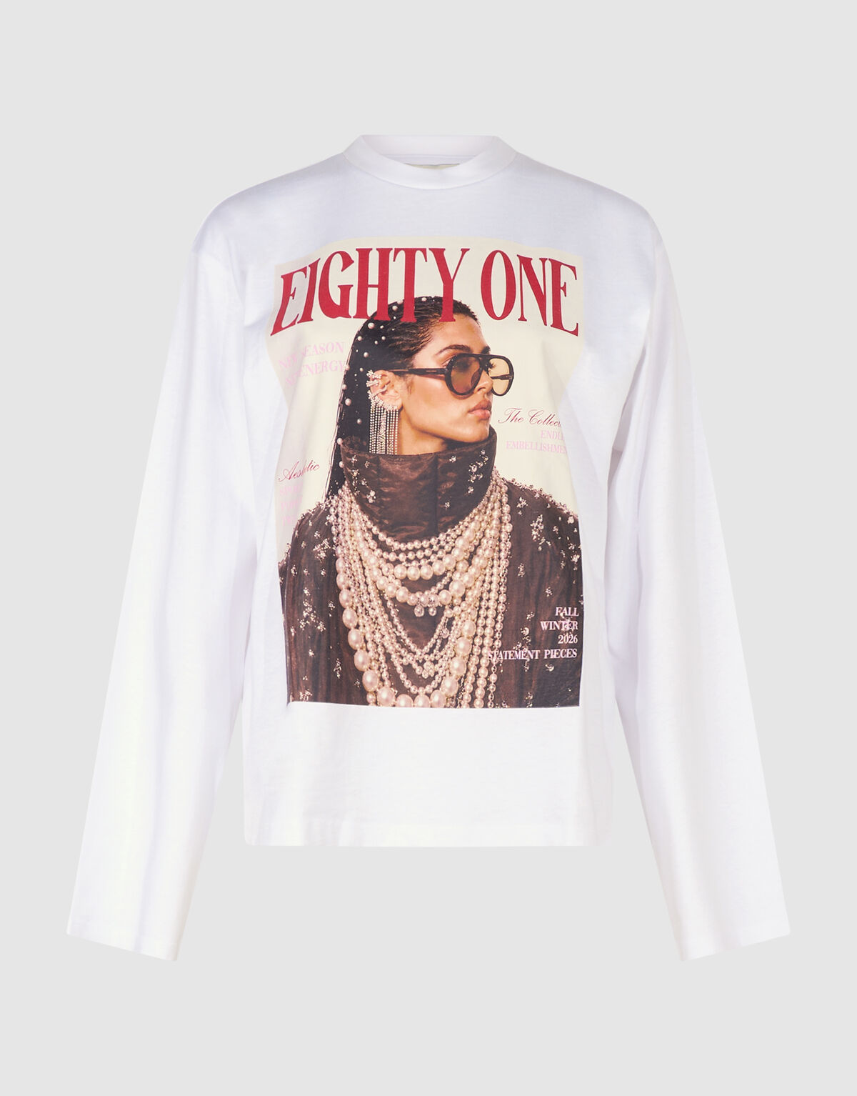 Magazine Artwork Longsleeve Wit SHOEBY WOMEN