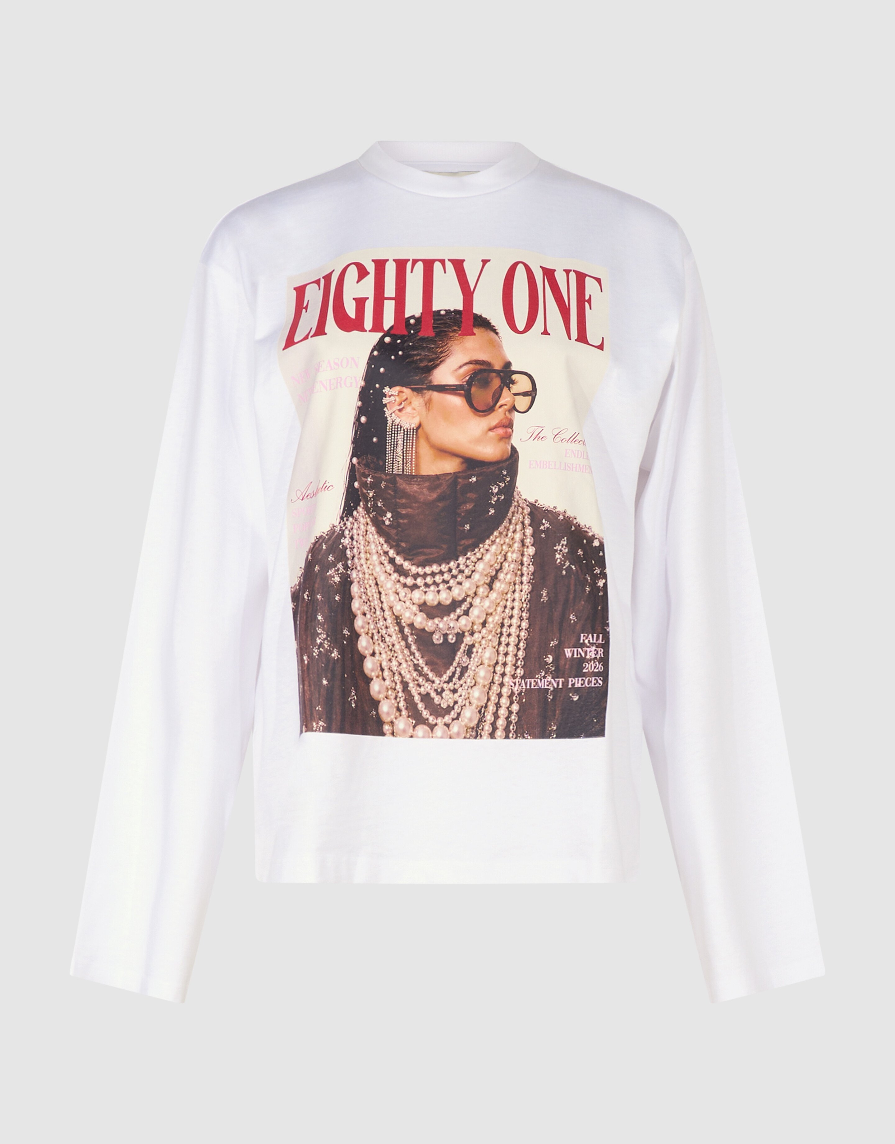 Magazine Artwork Longsleeve Wit SHOEBY WOMEN
