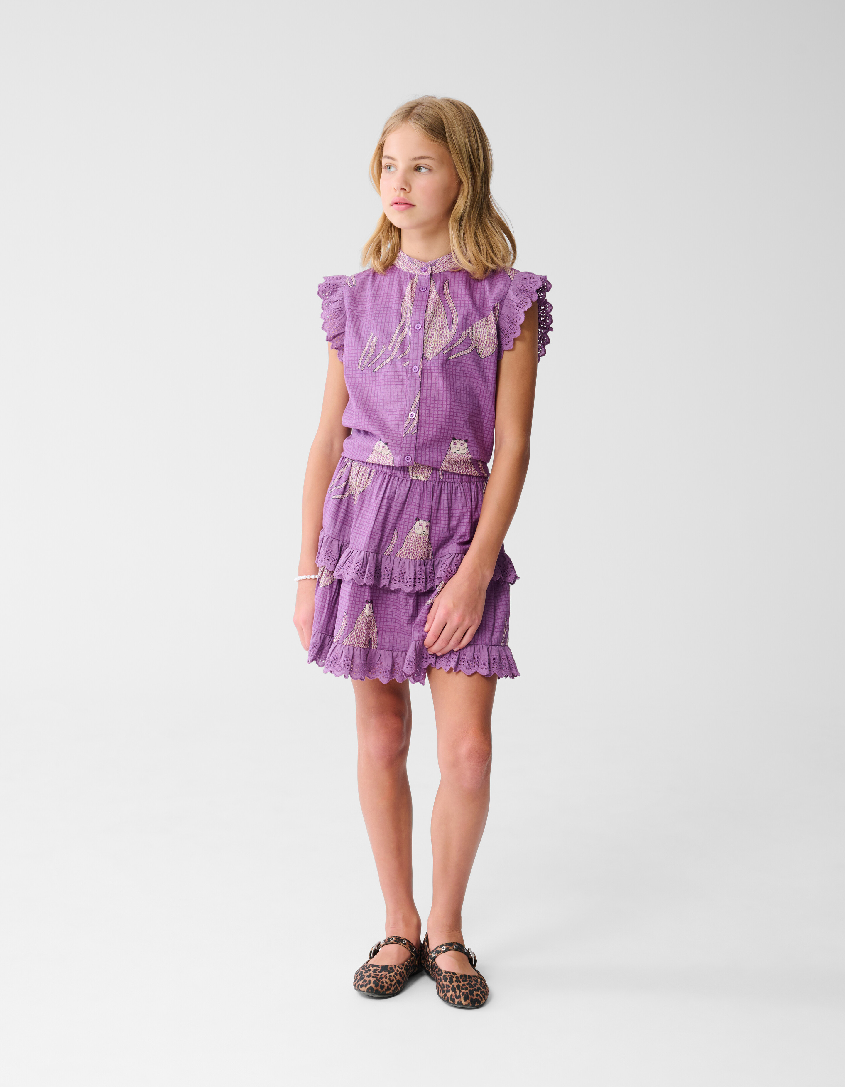 Tiger Ruffle Rok Paars SHOEBY GIRLS