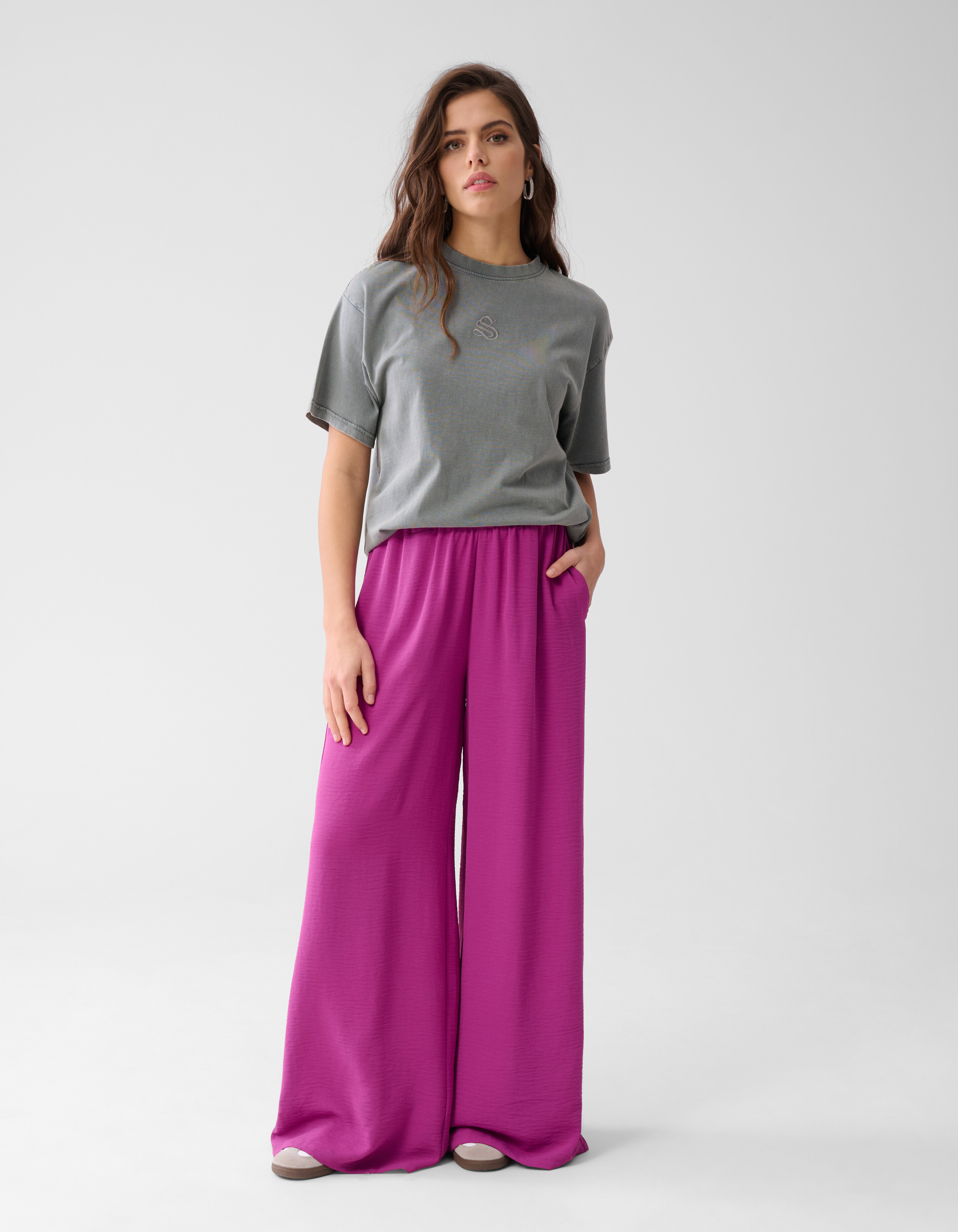 Twist Wide Leg Broek Paars SHOEBY WOMEN