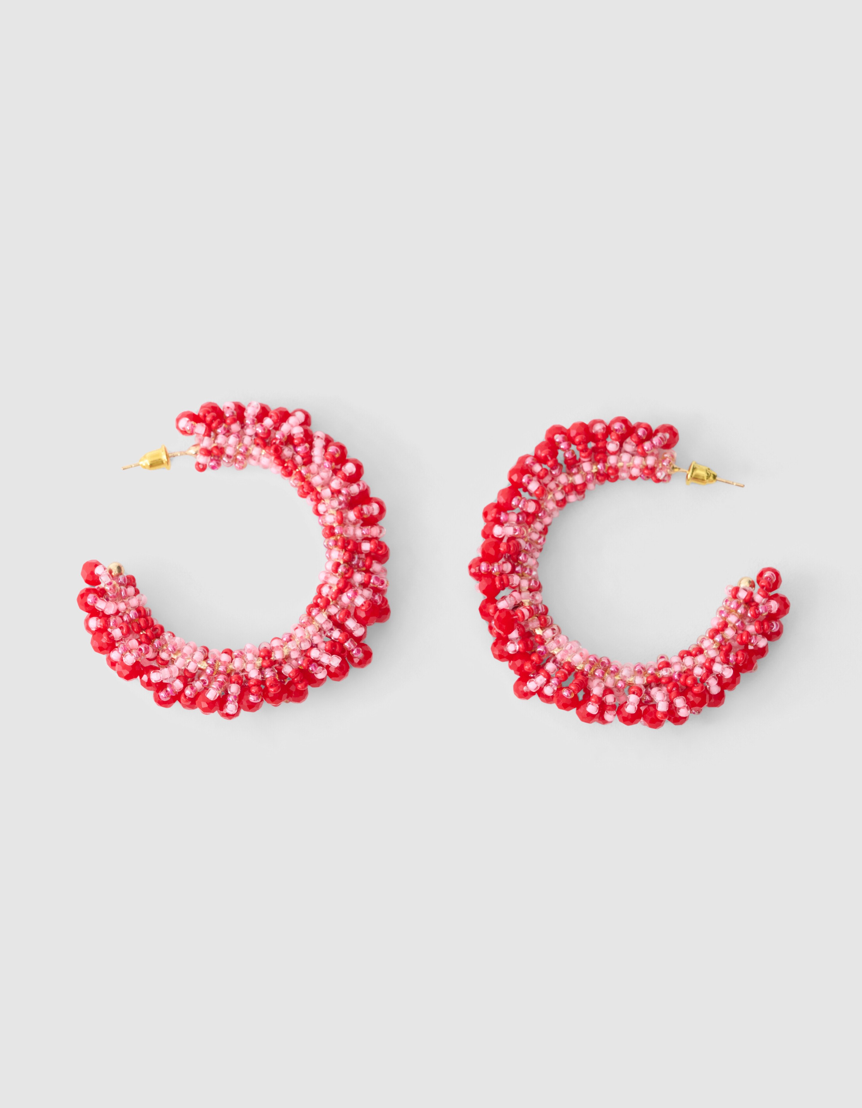 Beaded Hoop Oorbellen Roze SHOEBY ACCESSOIRES