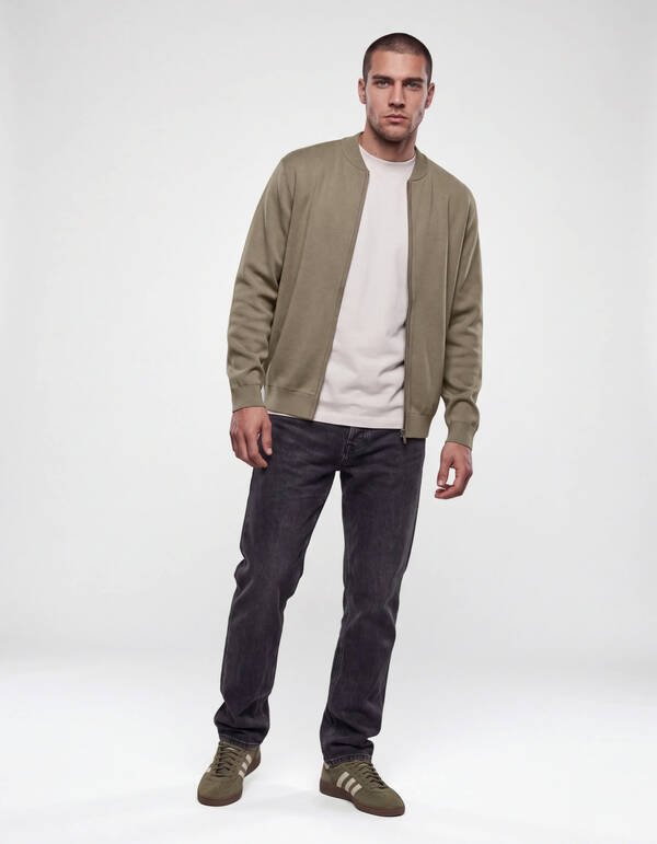 Gebreide Bomber Jack Groen SHOEBY MEN