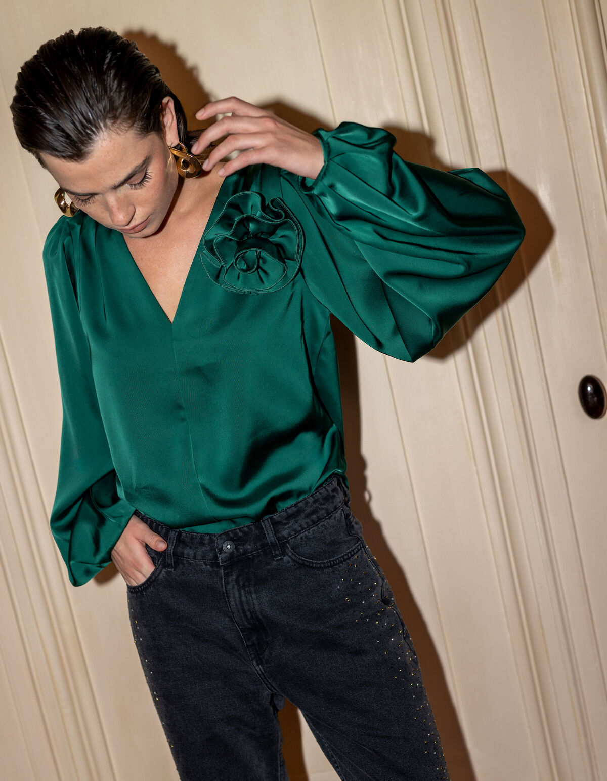 Roos Blouse Donkergroen SHOEBY WOMEN