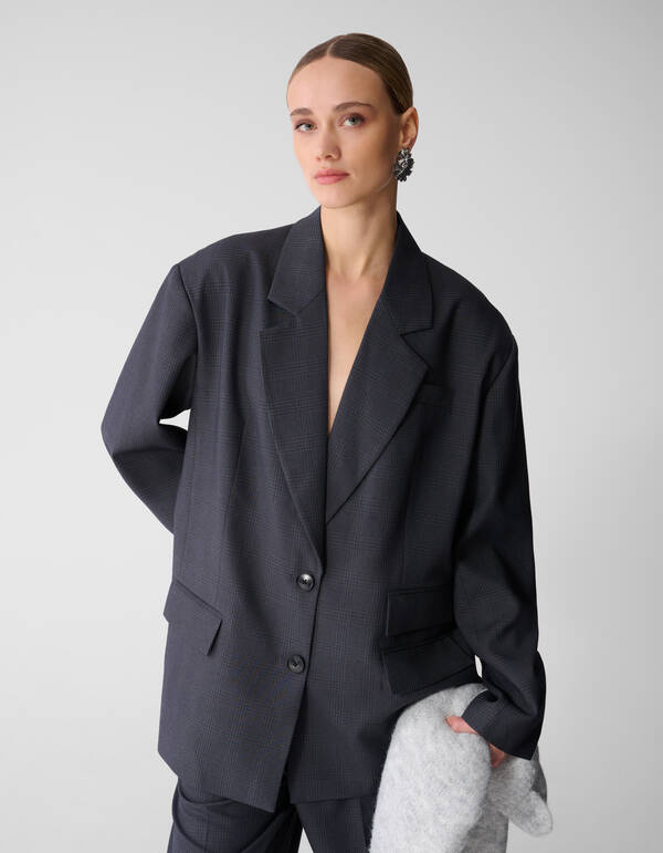 Oversized Ruiten Blazer Donkergrijs SHOEBY WOMEN