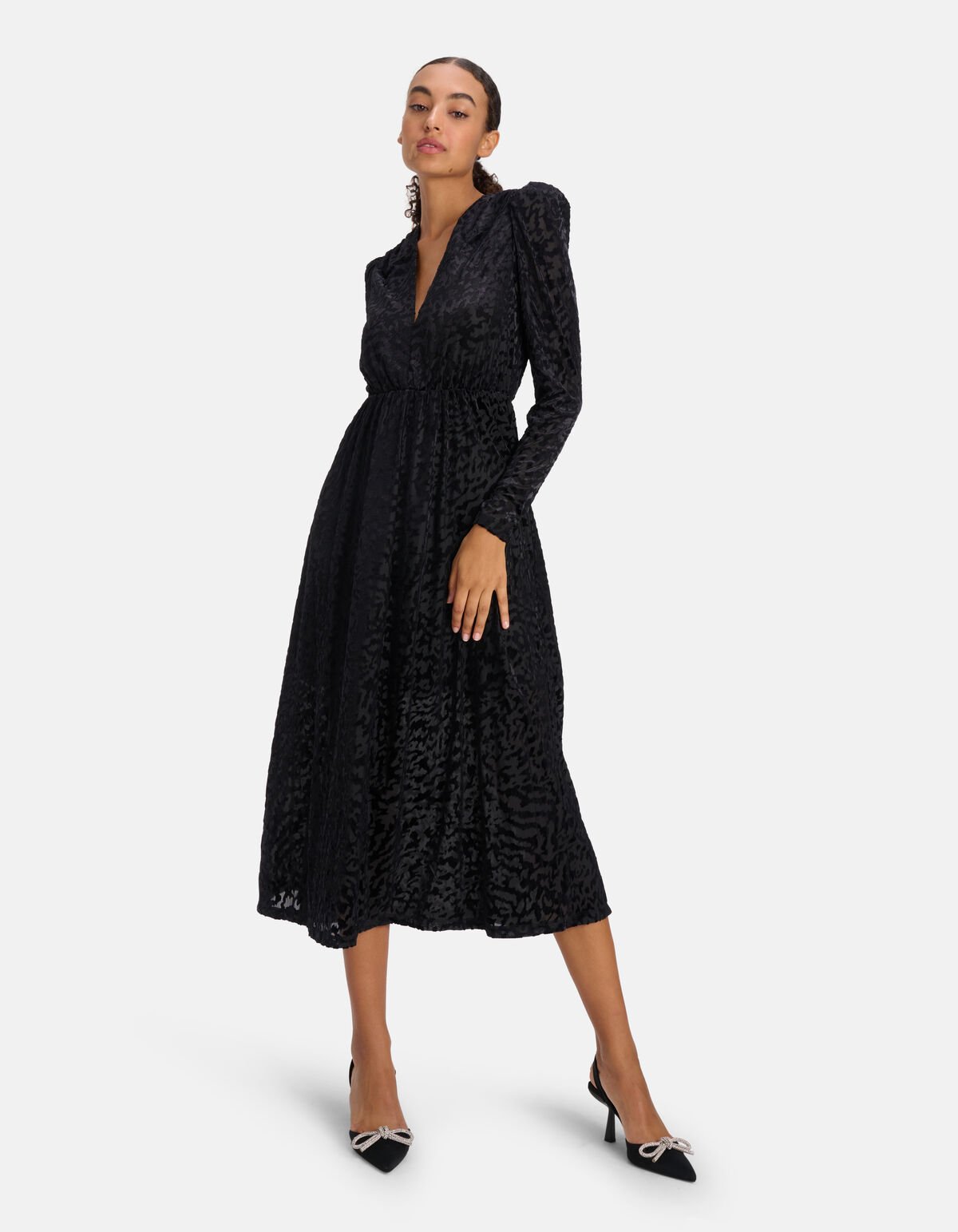 Velvet Print Jurk Zwart SHOEBY WOMEN