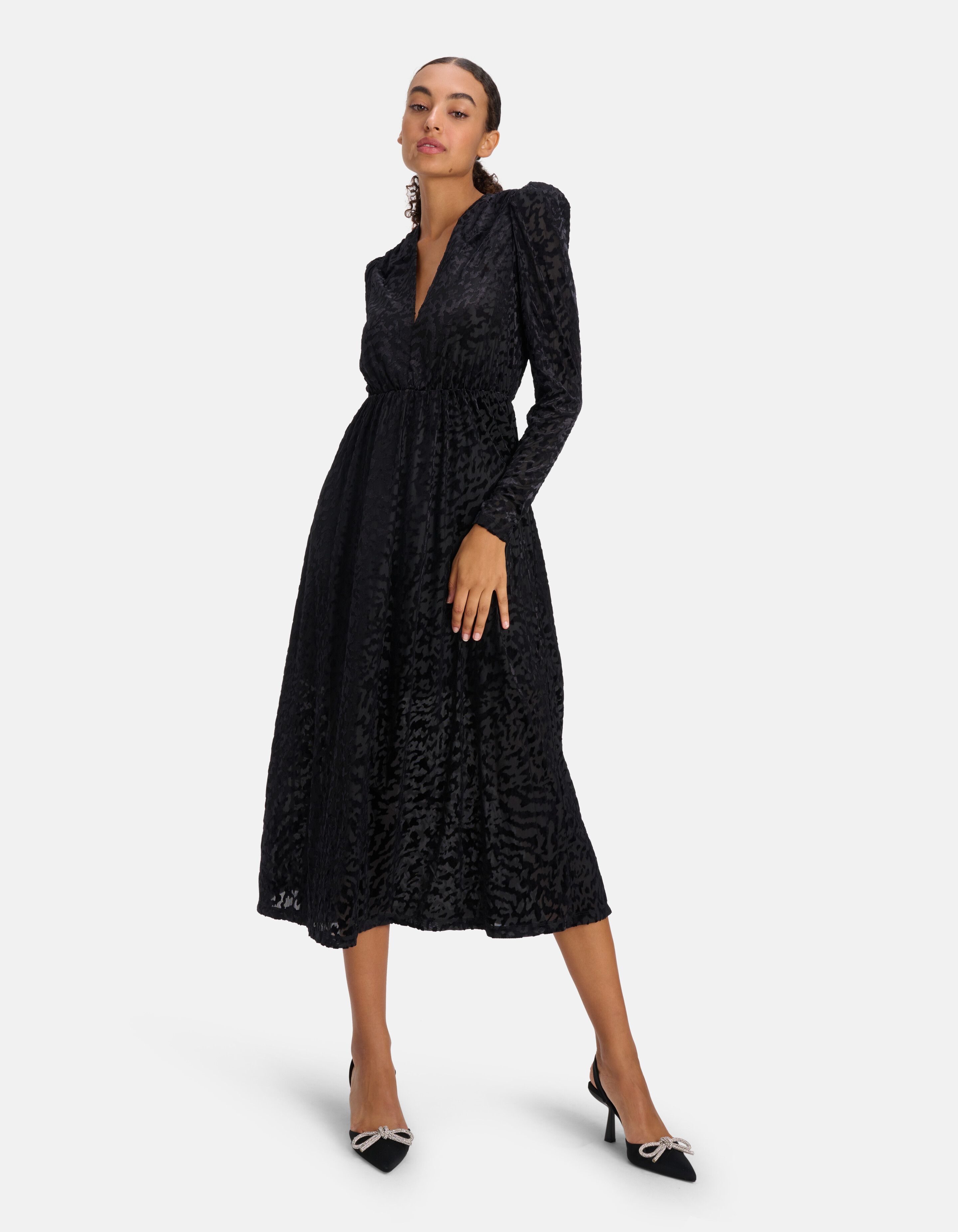 Velvet Print Jurk Zwart SHOEBY WOMEN