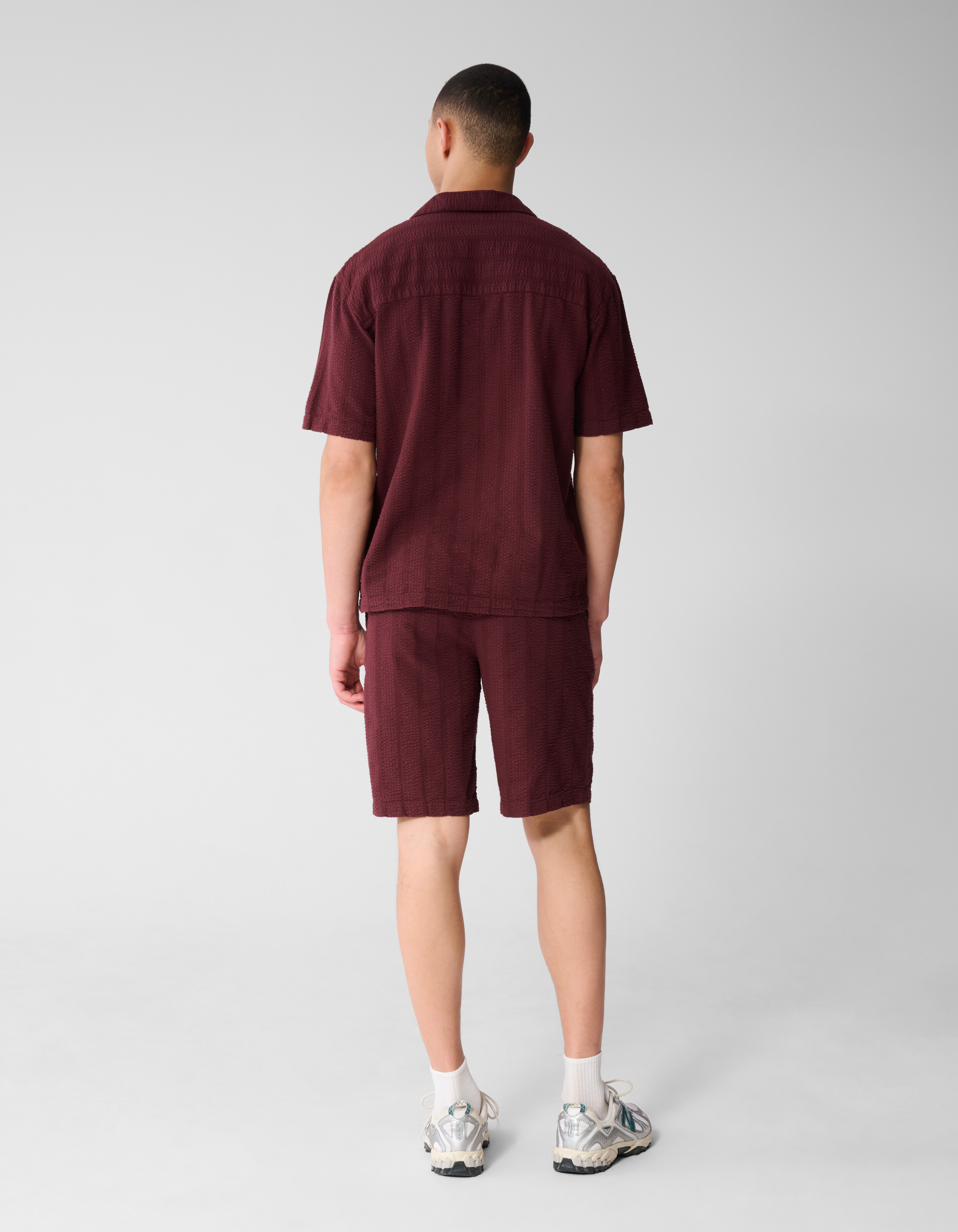 Seersucker Stripe Overhemd Donkerrood SHOEBY MEN