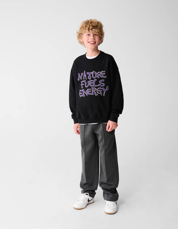 Nature Tekst Sweater Zwart SHOEBY BOYS